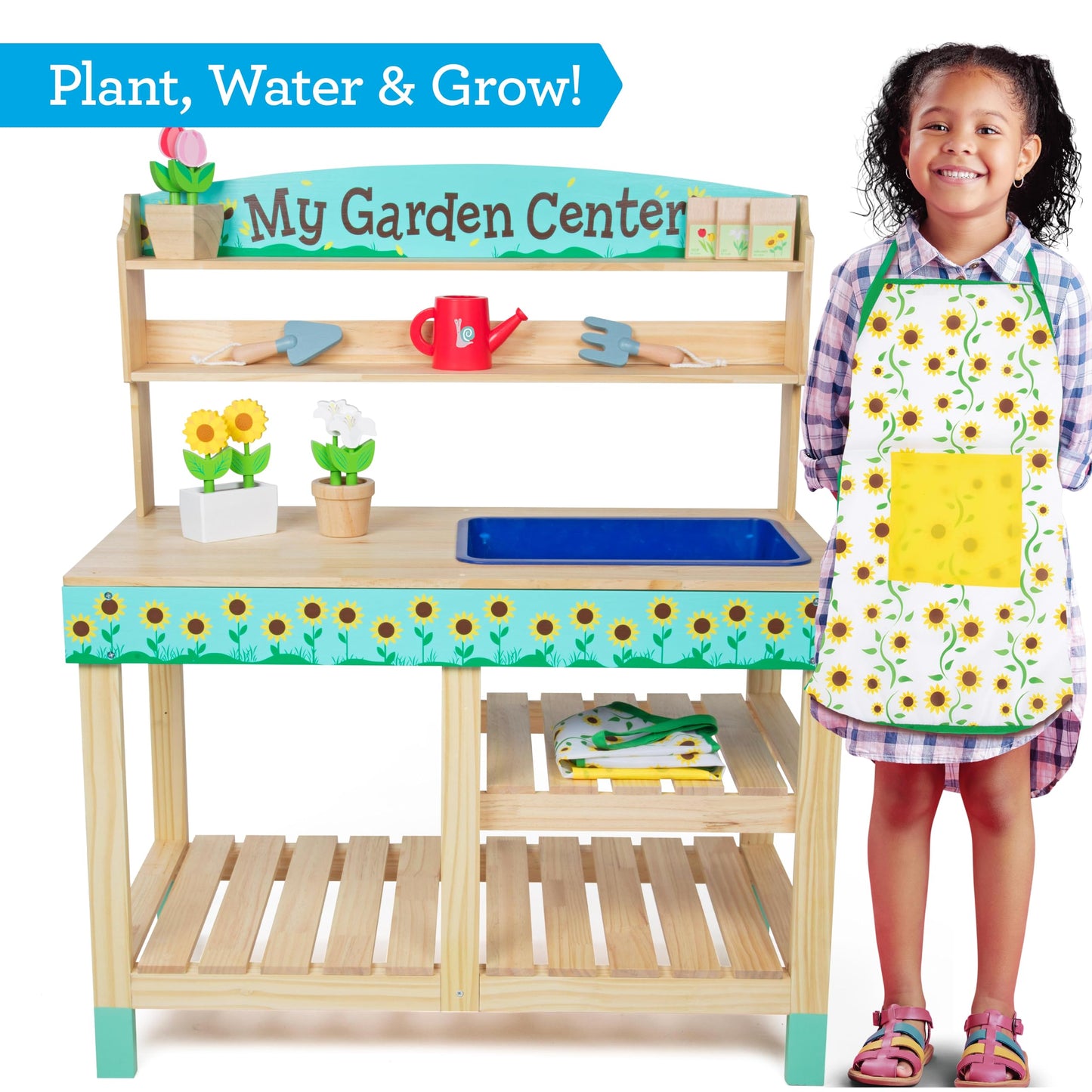 Svan Bloom & Grow Garden Center — Wooden 22-Piece Kids Garden Playset