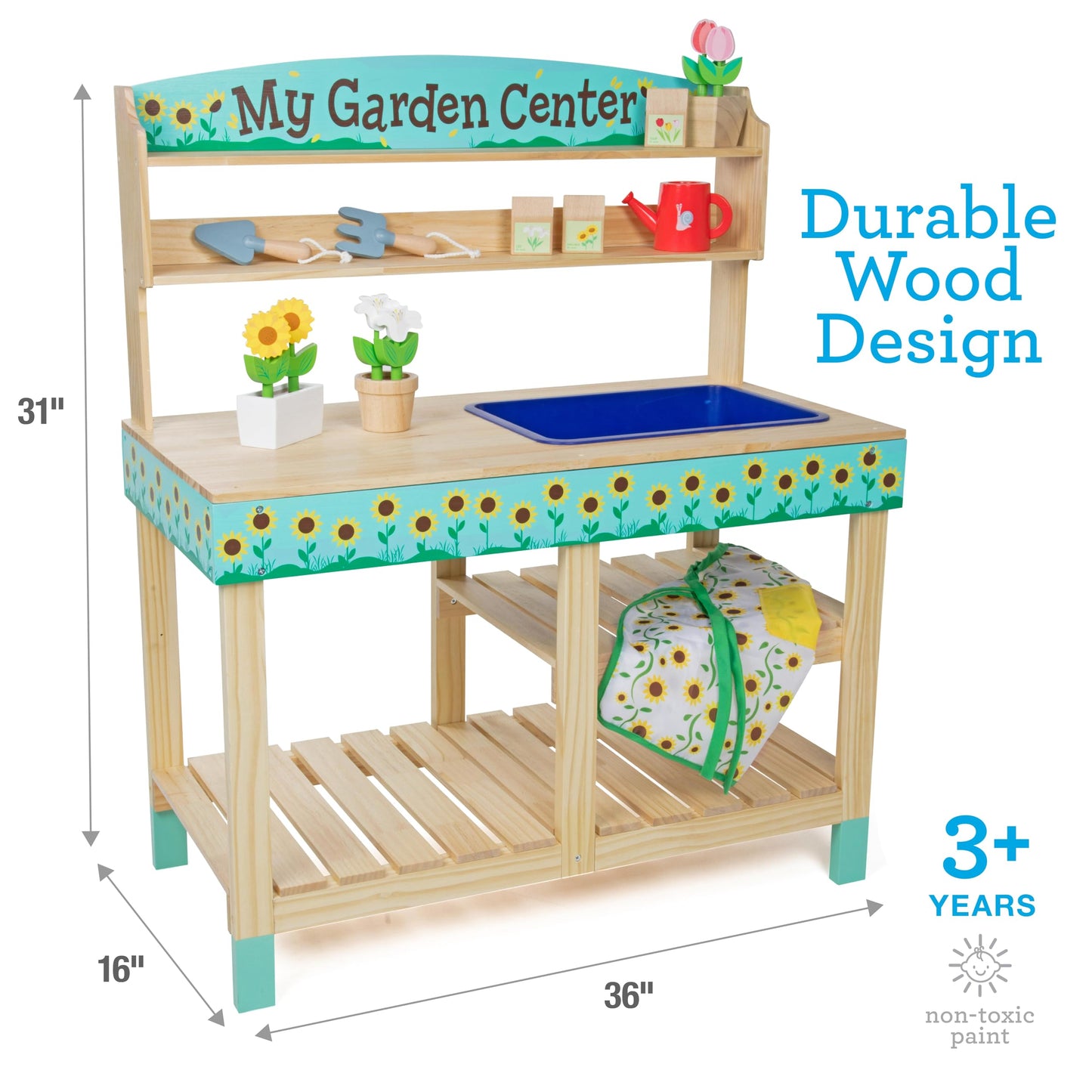 Svan Bloom & Grow Garden Center — Wooden 22-Piece Kids Garden Playset