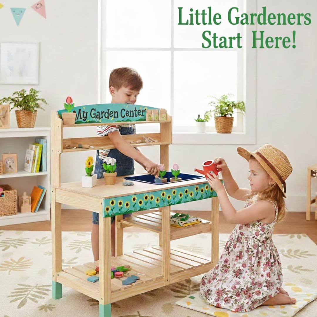 Svan Bloom & Grow Garden Center — Wooden 22-Piece Kids Garden Playset