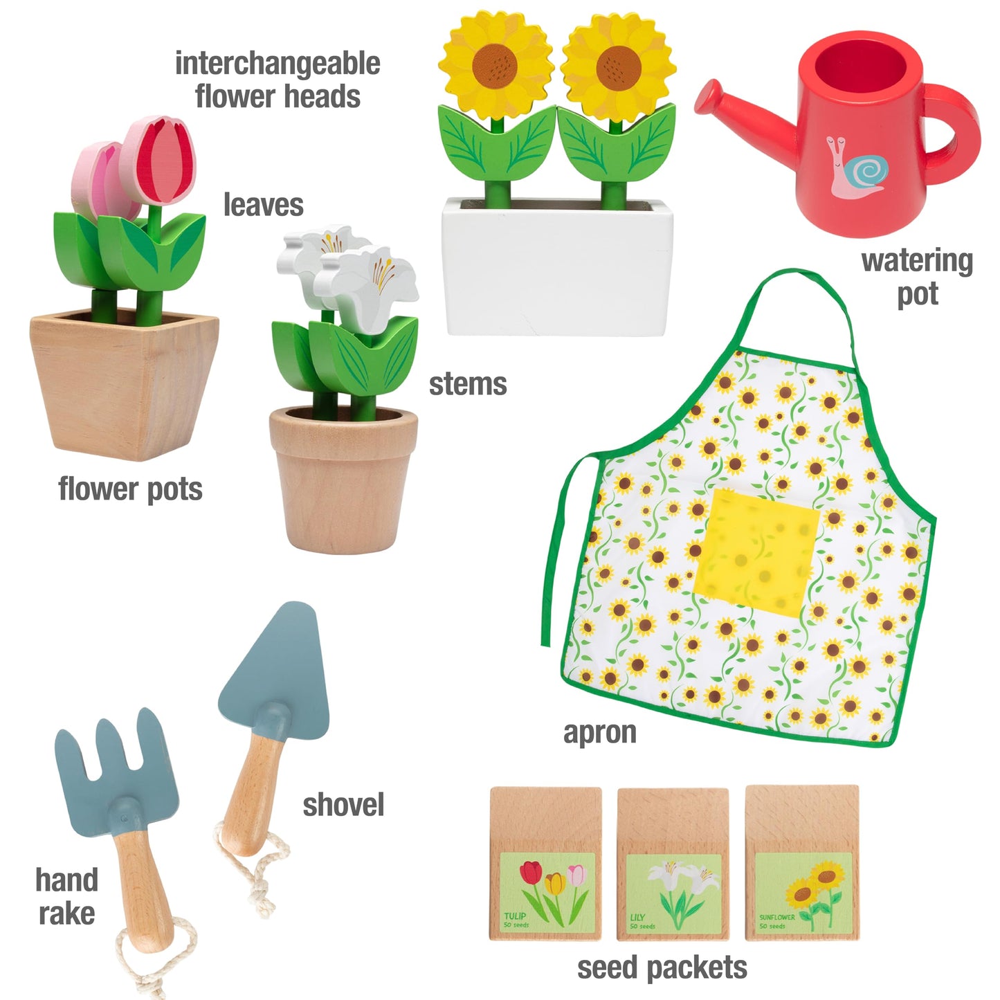 Svan Bloom & Grow Garden Center — Wooden 22-Piece Kids Garden Playset