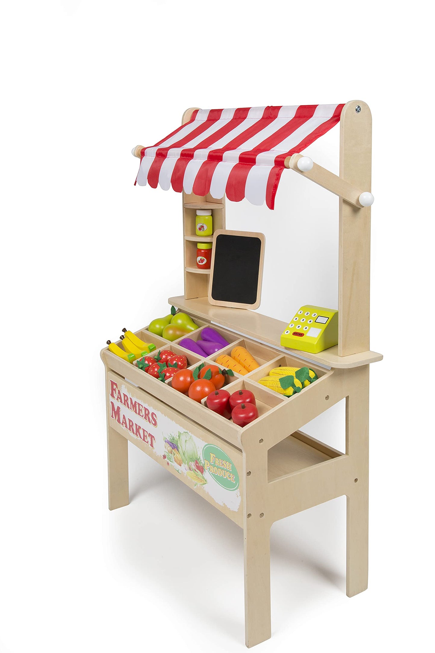 Svan Wooden Farmers Market Stand Toy – 30+ Pieces for Imaginative Play