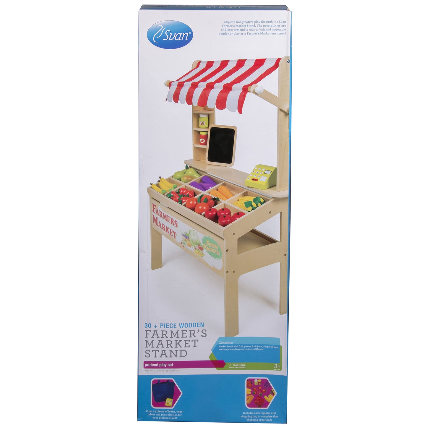 Svan Wooden Farmers Market Stand Toy – 30+ Pieces for Imaginative Play