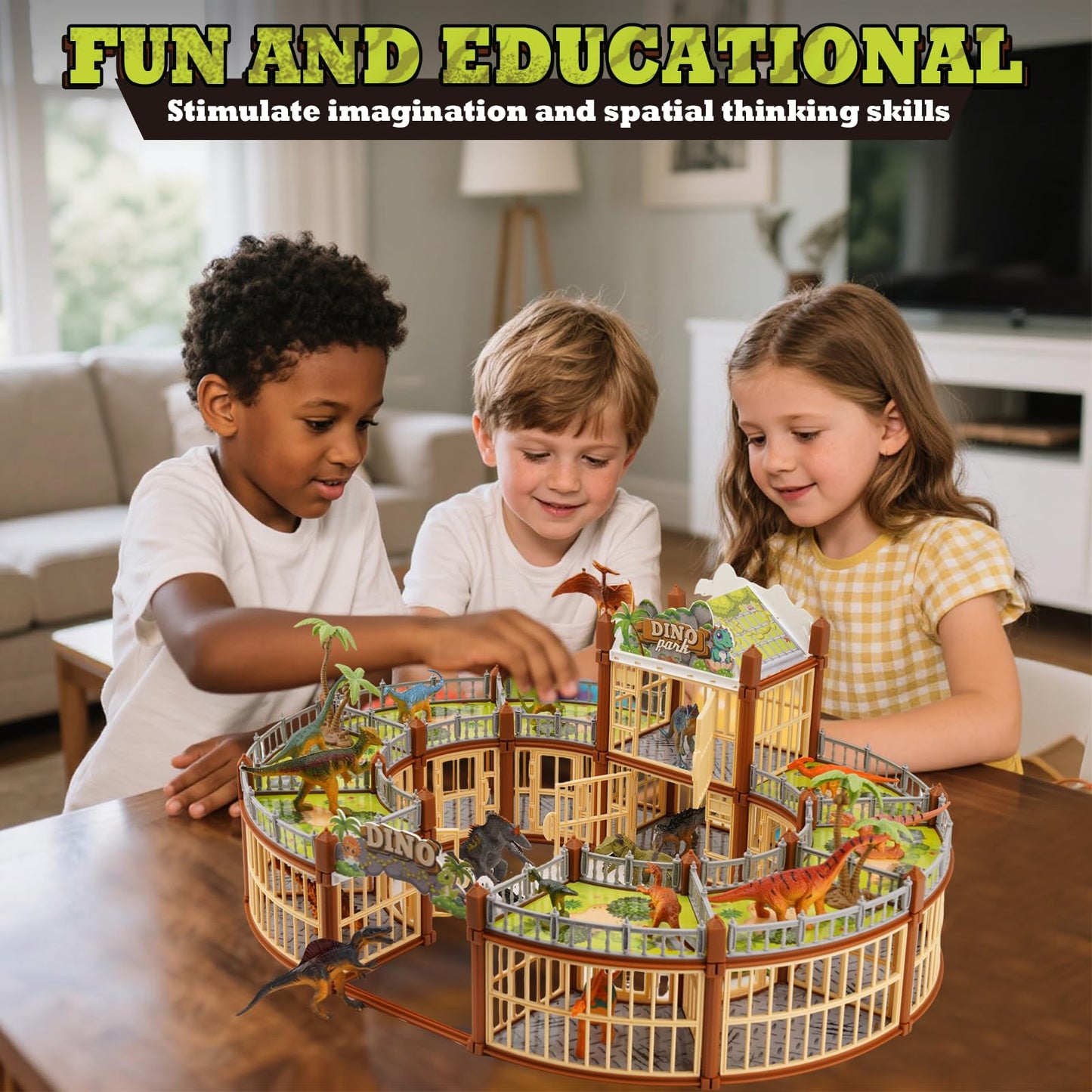 SVANE Dinosaur Playground Toy Set 215PCS – Build Your Own Dino Park