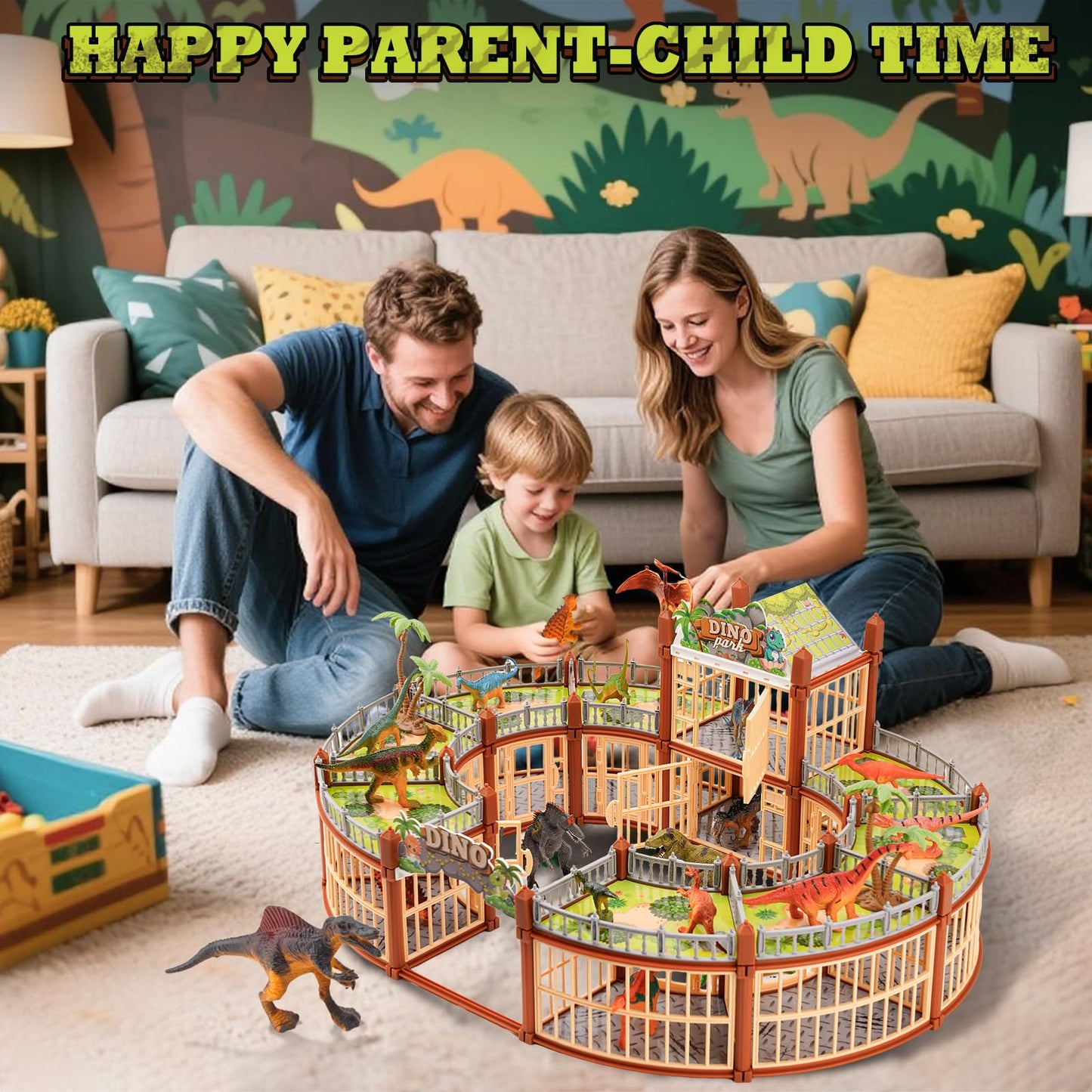 SVANE Dinosaur Playground Toy Set 215PCS – Build Your Own Dino Park