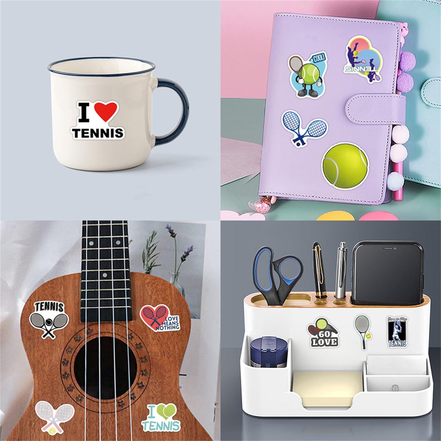 SVGDHZK 57PCS Tennis Stickers – Waterproof Vinyl Decals for Bottles, Laptops & More