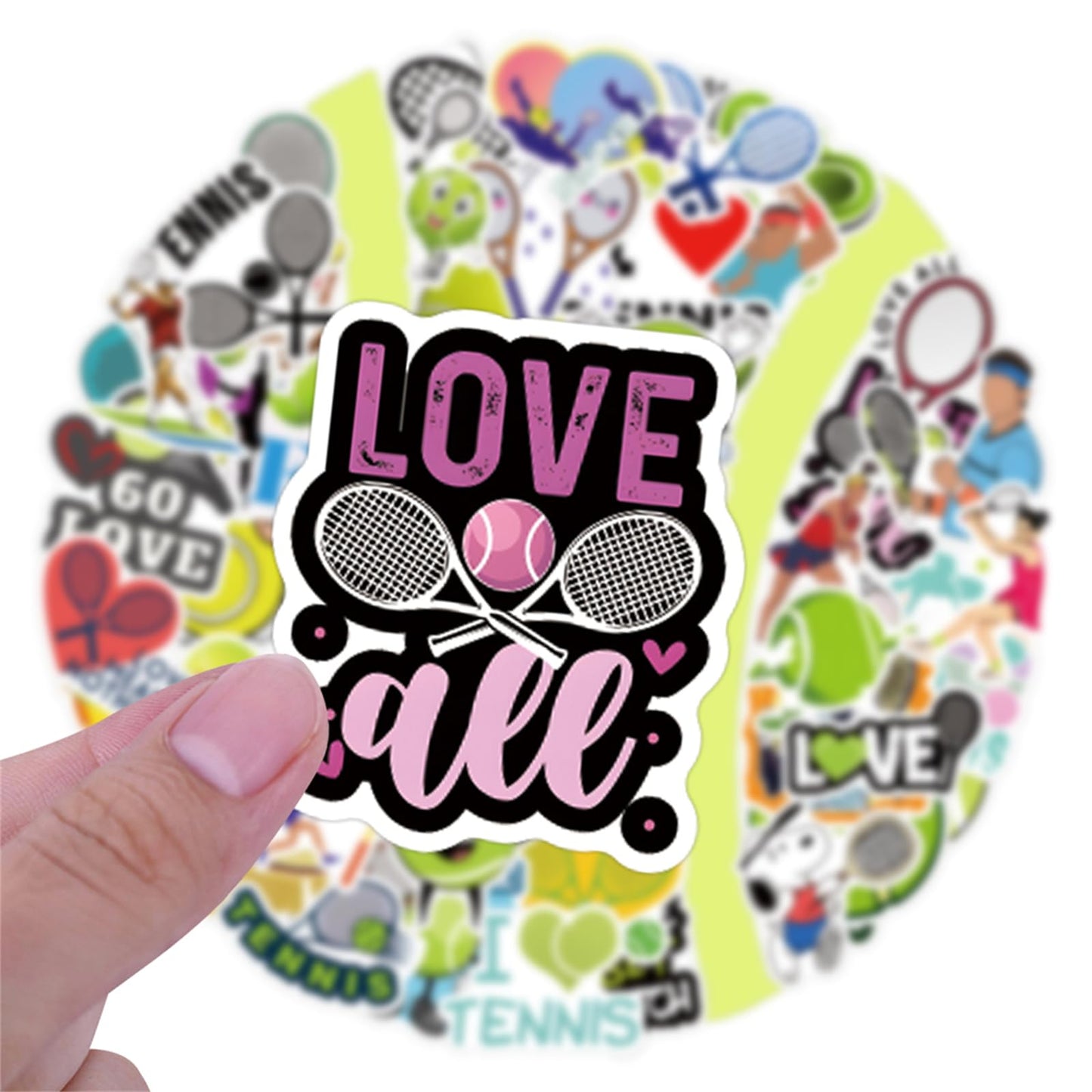 SVGDHZK 57PCS Tennis Stickers – Waterproof Vinyl Decals for Bottles, Laptops & More