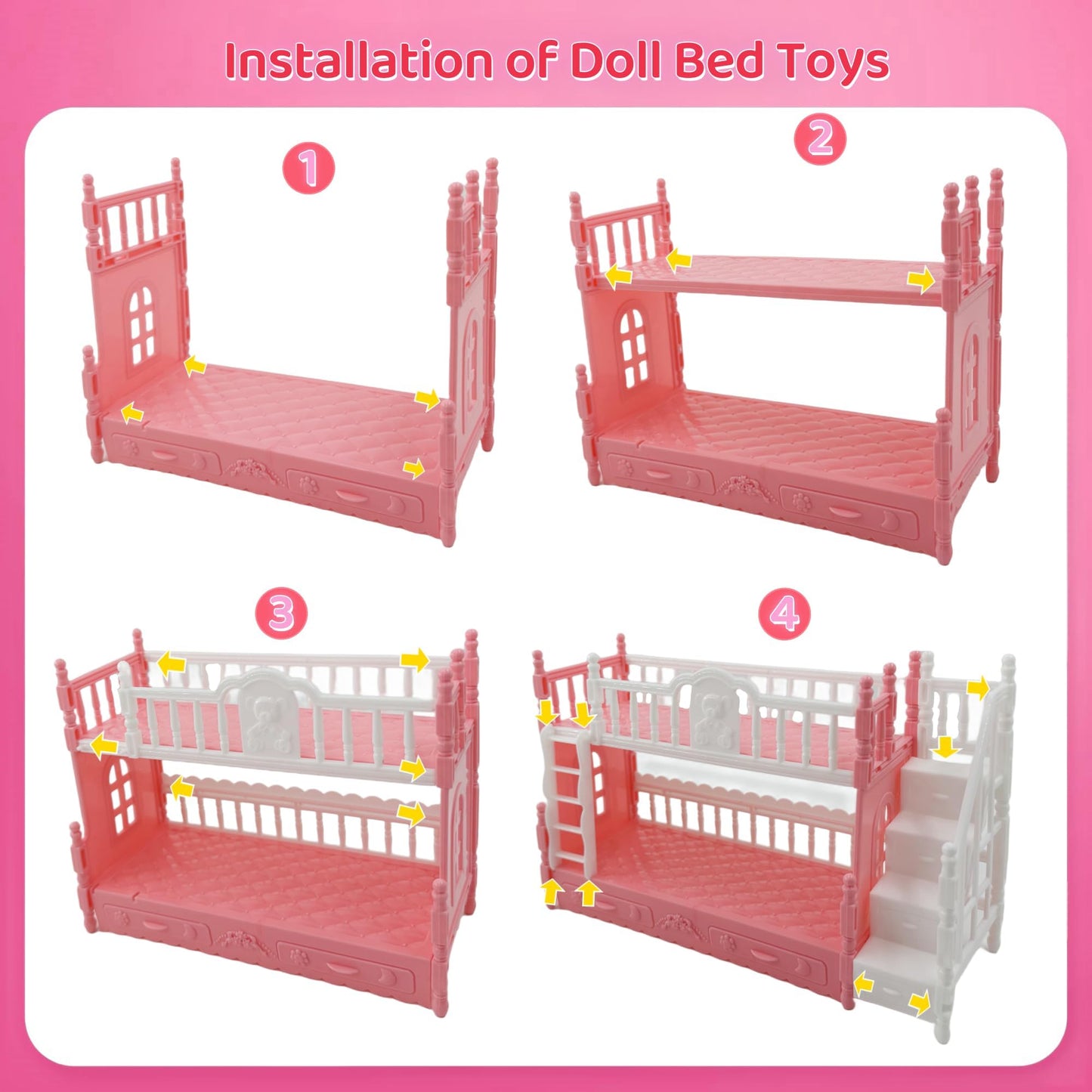 SwankyStyle 6 Pcs Mini Baby Dolls with Animal Outfits & Bunk Bed (Style C)