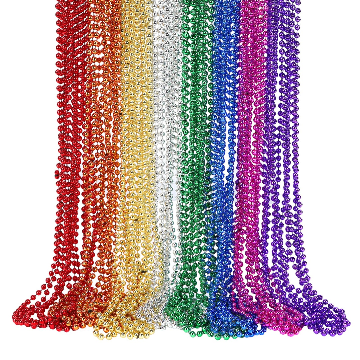 SWANUCKY 48-Pack Mardi Gras Beads Necklaces | 33-Inch Plastic Beads for Parties and Decor