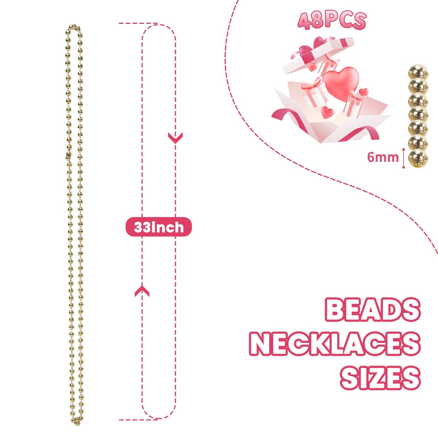 SWANUCKY 48-Pack Gold Mardi Gras Beads – 33-Inch Plastic Necklaces for Parties