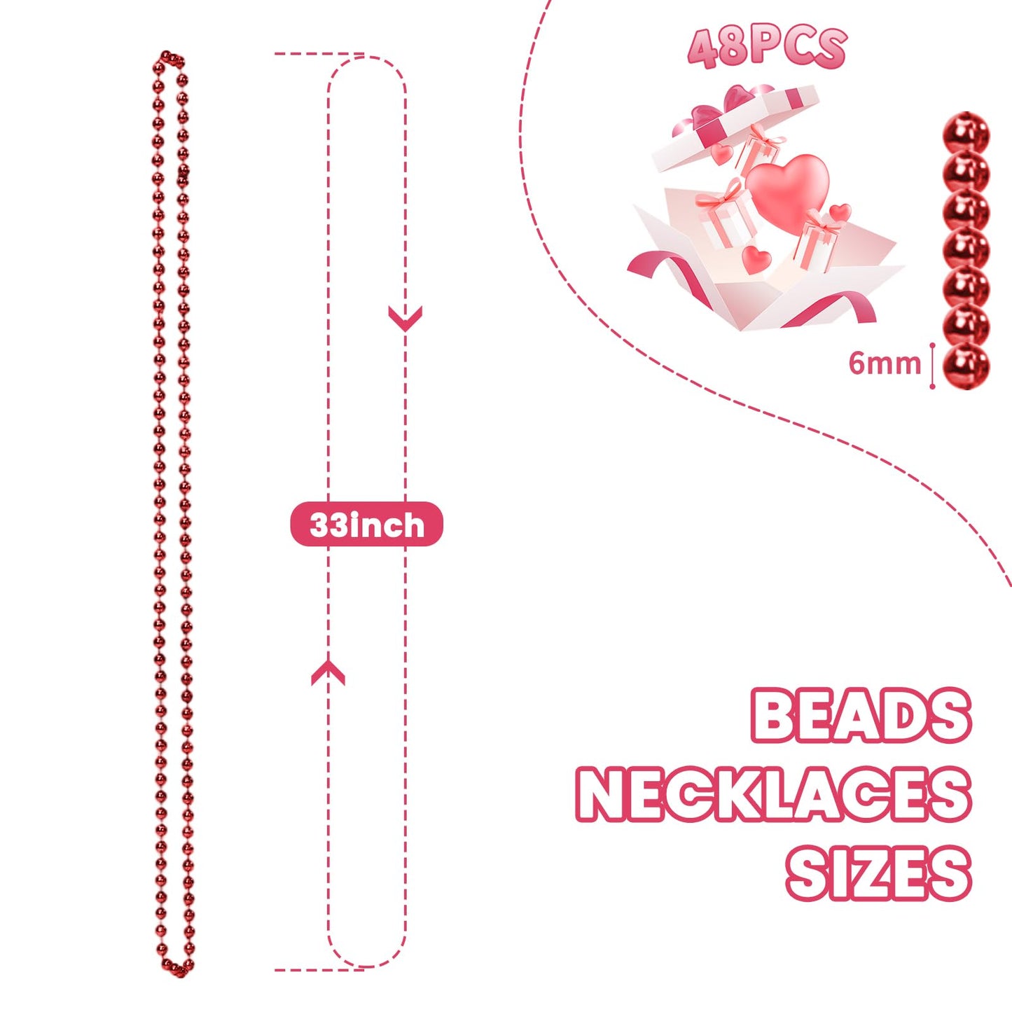 SWANUCKY 48-Pack Mardi Gras Beads Necklaces | 33-Inch Plastic Beads for Parties and Decor