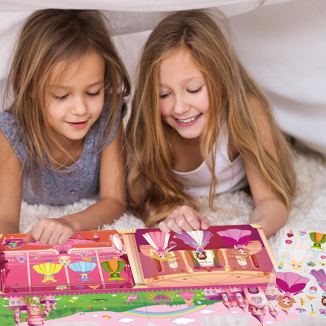 SWARKOL 2-Pack Reusable Puffy Sticker Books for Toddlers (Ages 2-4) – Princess & Ocean