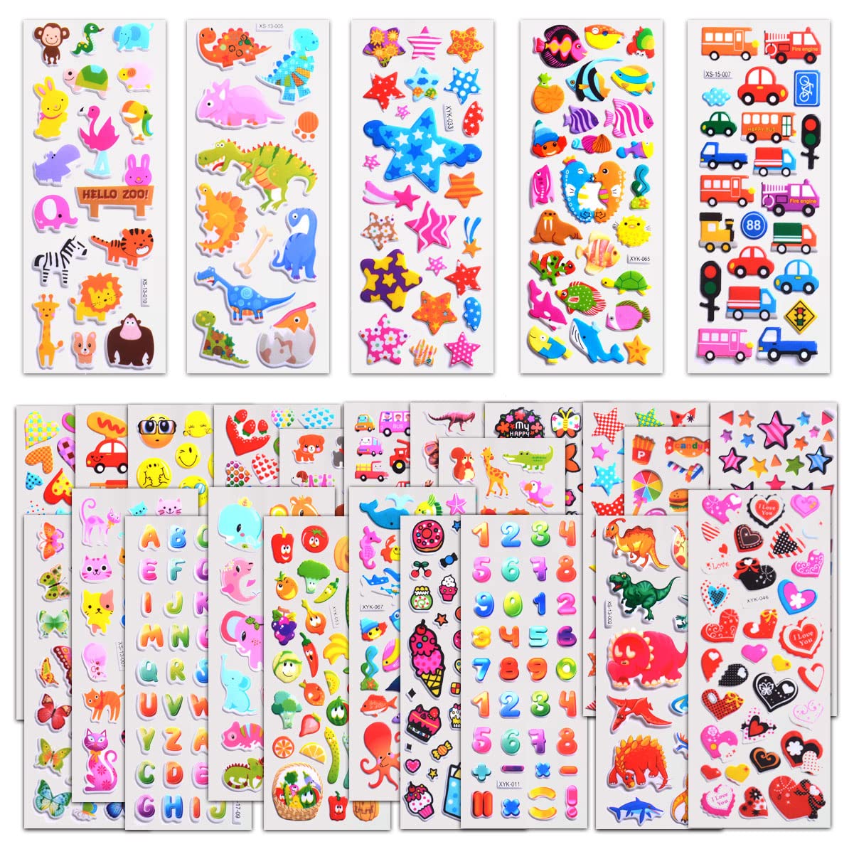 SWARKOL 1000+ 3D Puffy Stickers – Kids Variety Pack for Scrapbooking & Rewards