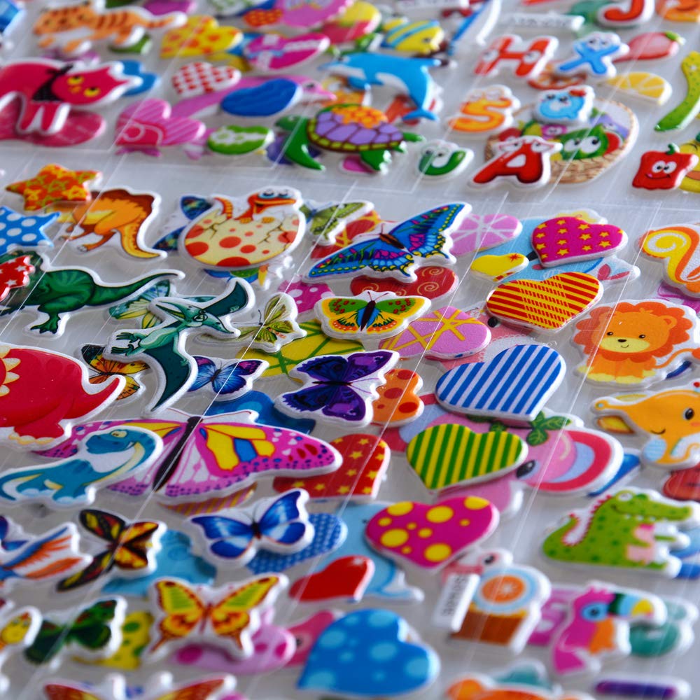 SWARKOL 1000+ 3D Puffy Stickers – Kids Variety Pack for Scrapbooking & Rewards