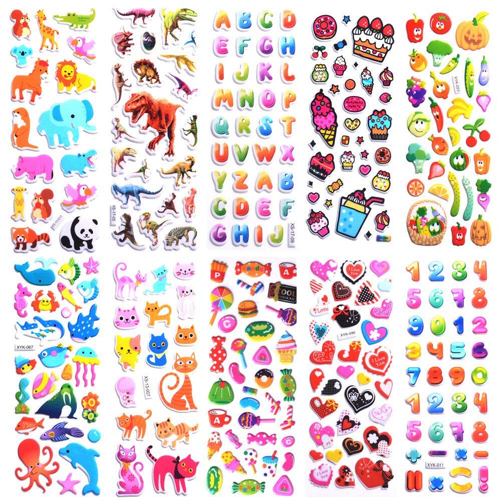 SWARKOL 1000+ 3D Puffy Stickers – Kids Variety Pack for Scrapbooking & Rewards