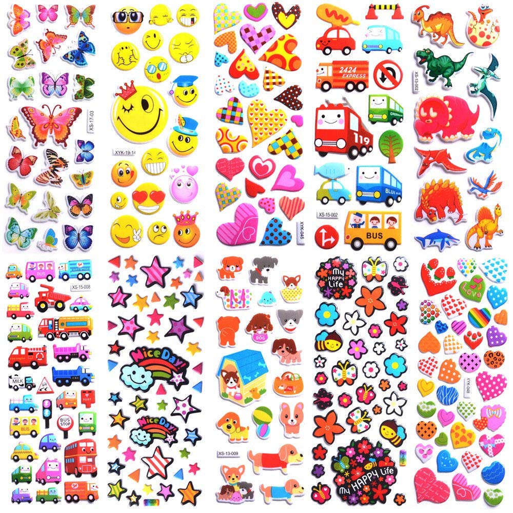 SWARKOL 1000+ 3D Puffy Stickers – Kids Variety Pack for Scrapbooking & Rewards