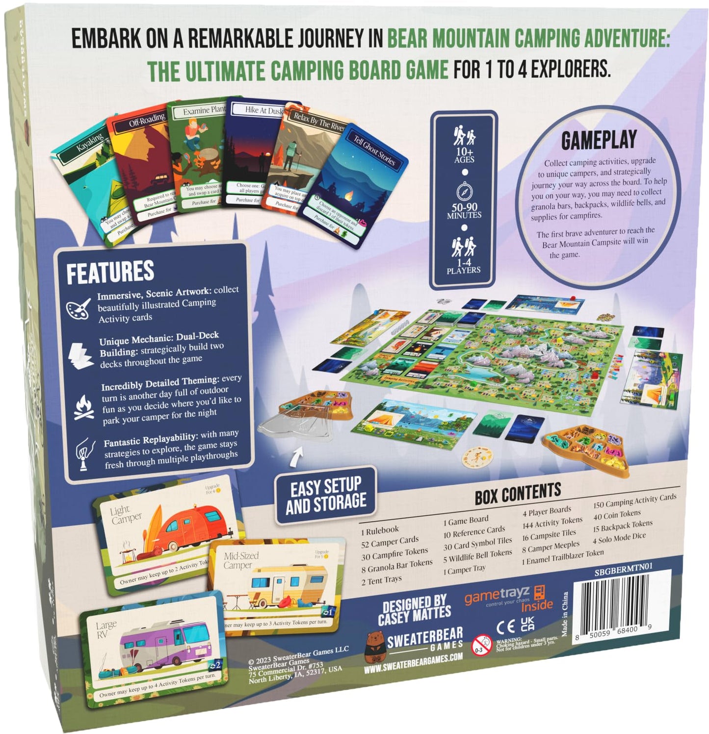 Bear Mountain Camping Adventure | Family Board Game by SweaterBear Games | 1-4 Players, Ages 10+