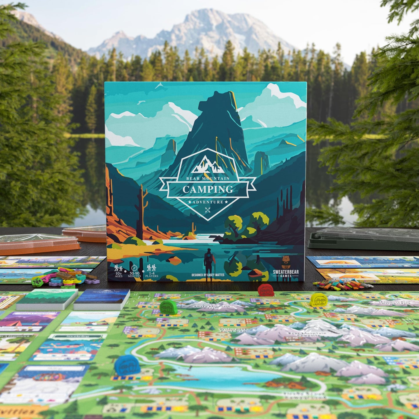 Bear Mountain Camping Adventure | Family Board Game by SweaterBear Games | 1-4 Players, Ages 10+