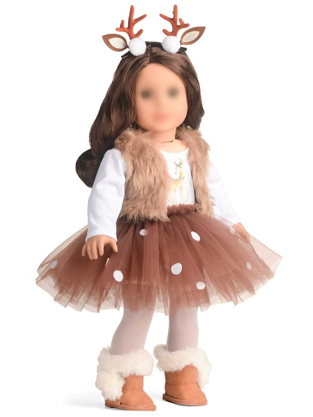 Sweet Dolly 18-Inch Doll Clothes Christmas Deer Outfit with Tutu Dress