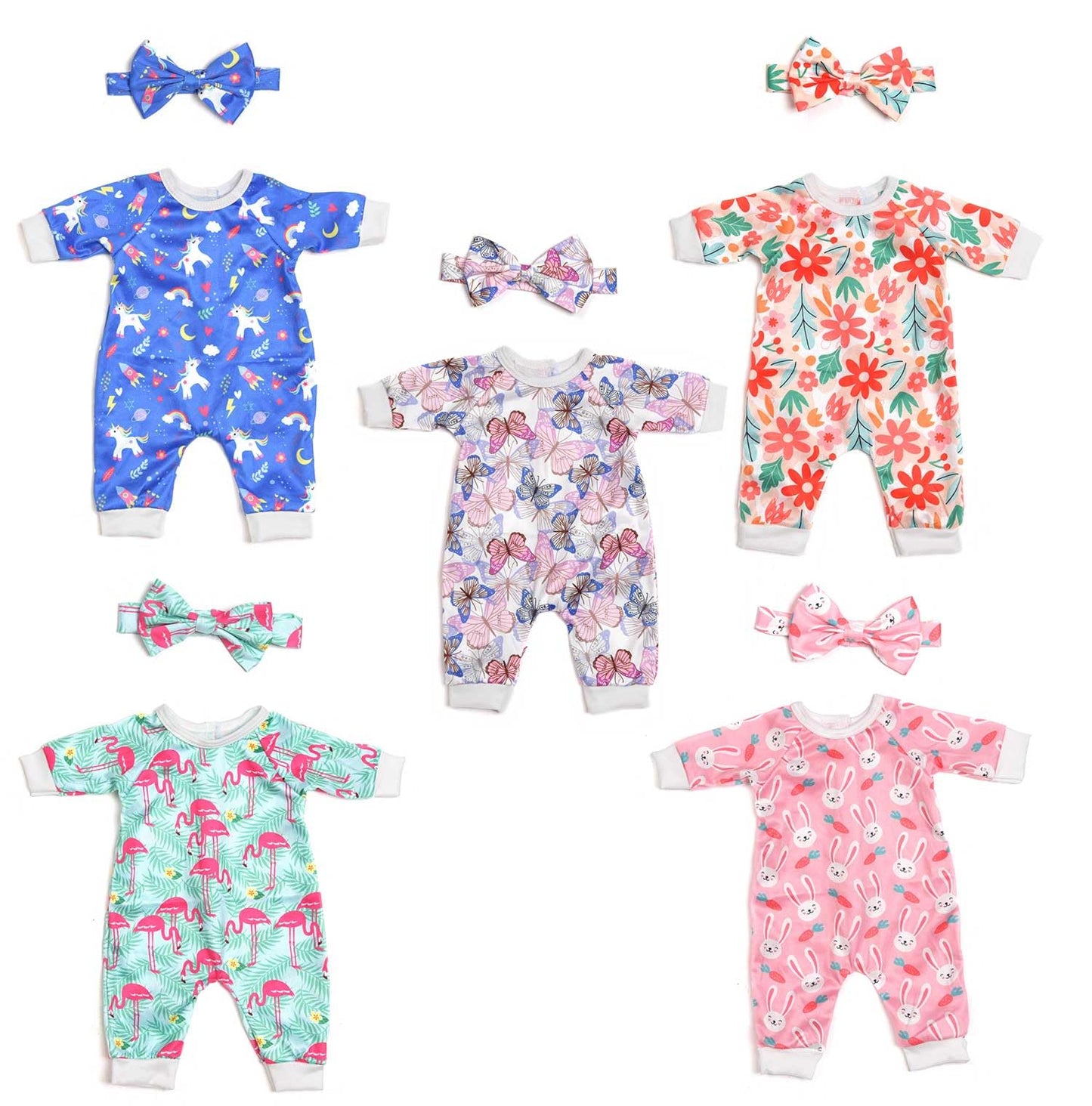 Sweet Dolly 5-Piece Doll Outfit Sets for 14–18-Inch Dolls | Headbands Included