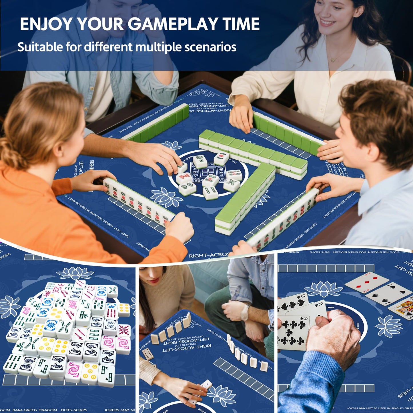 Sweetone Mahjong Mat – 31.5 Inch Square, Non-Slip, Noise-Reducing Table Surface