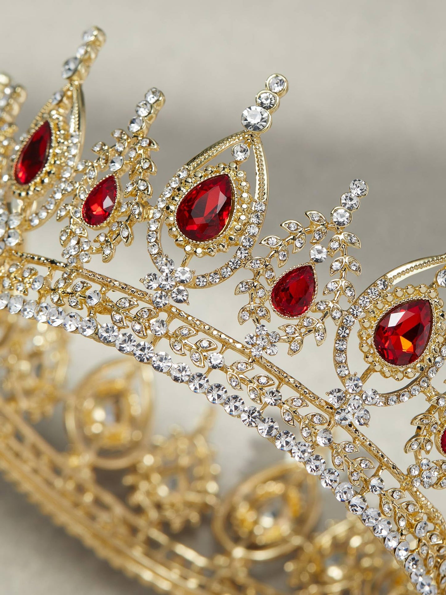 SWEETV Royal Queen Crown – Red Wedding Tiara with Austrian Crystals | Bailey