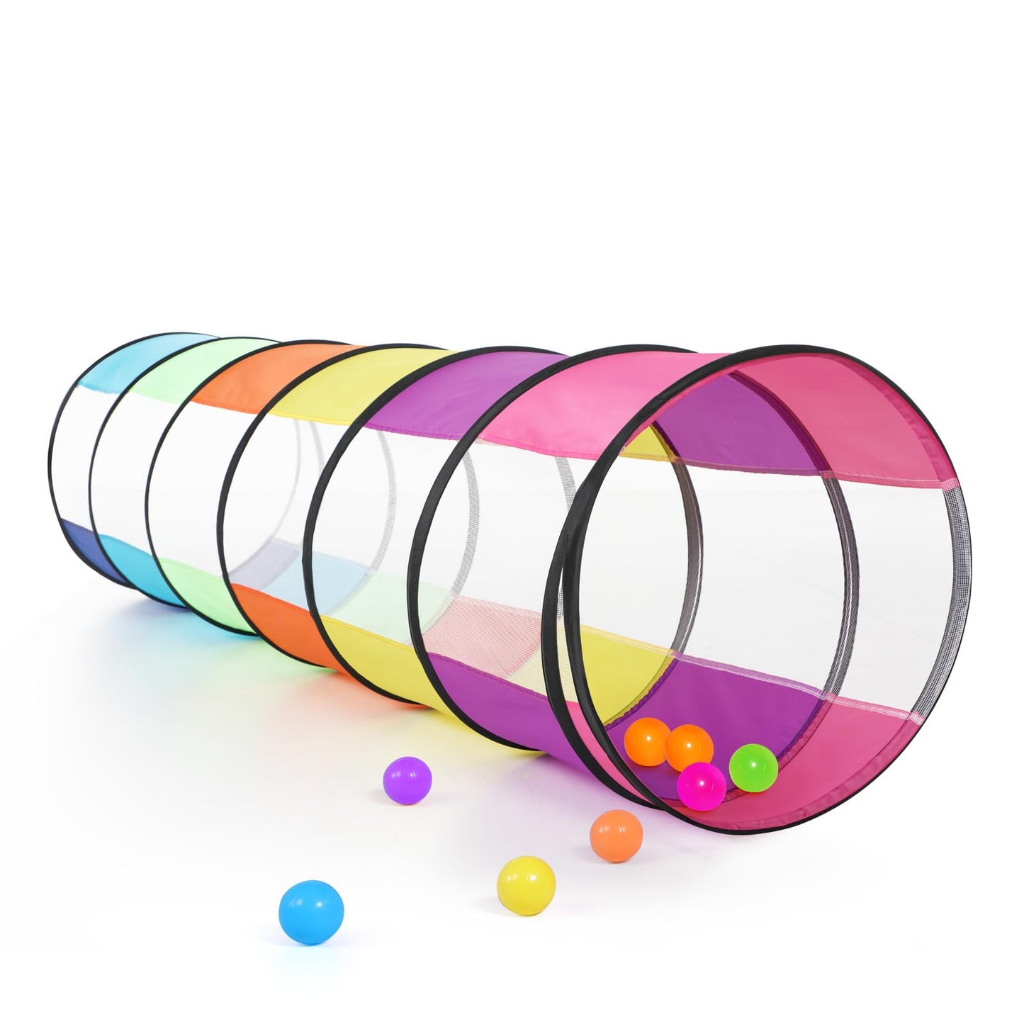 SweHouse Colorful Baby Play Tunnel with 2 Mesh Sides – Indoor/Outdoor Crawl Tent