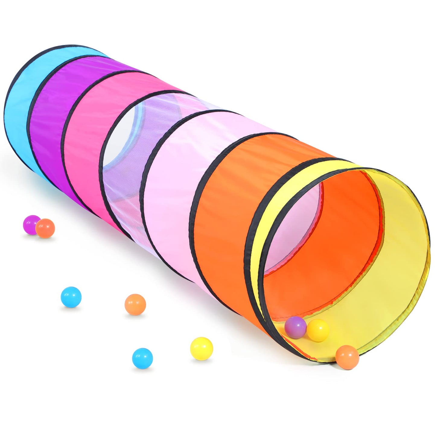 SweHouse Colorful Play Tent Tunnel for Babies & Kids – Mesh Windows, Indoor/Outdoor Pop-Up Tunnel Toy