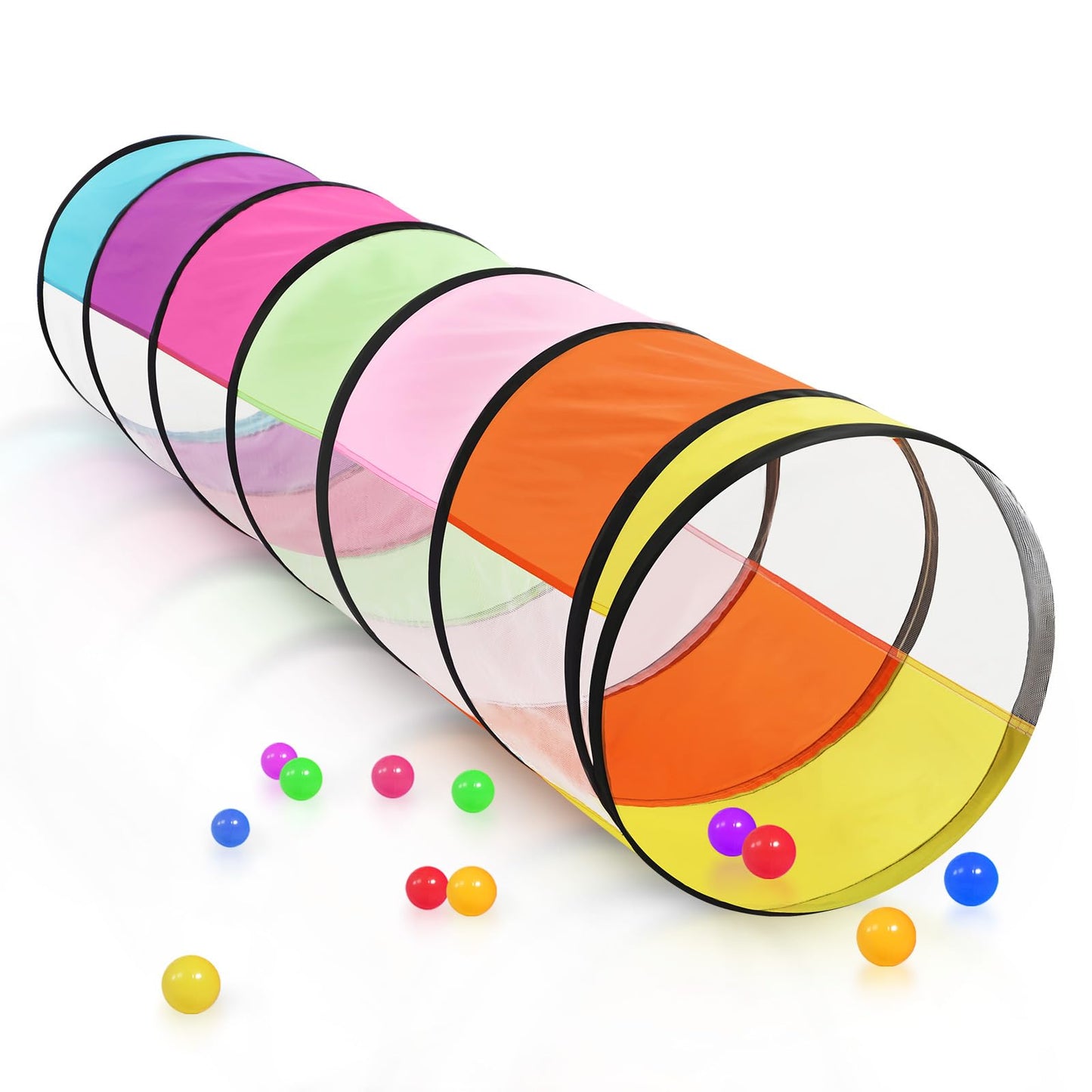SweHouse Colorful Baby Play Tunnel with Mesh Sides perfect for Toddlers and Pets