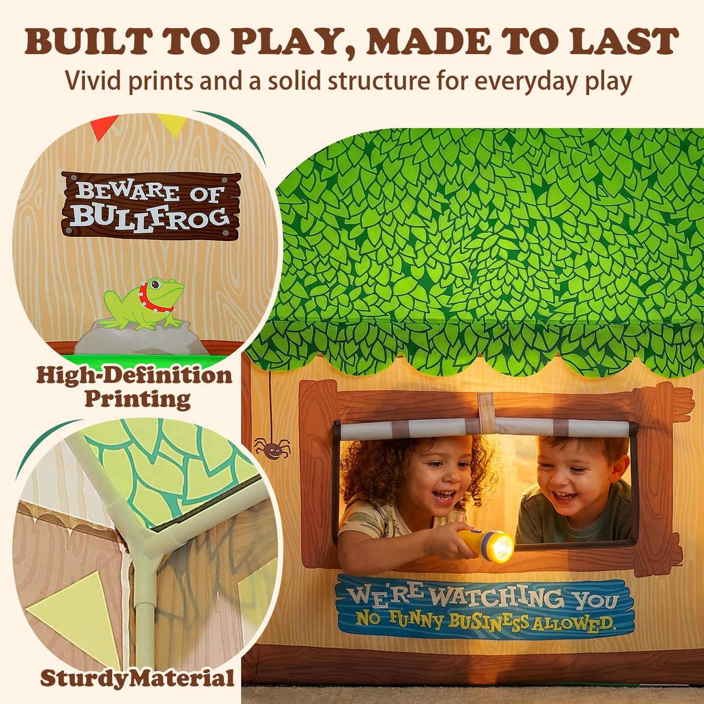 SweHouse Kids Play Tent Indoor Clubhouse with Roll-Up Door & Windows