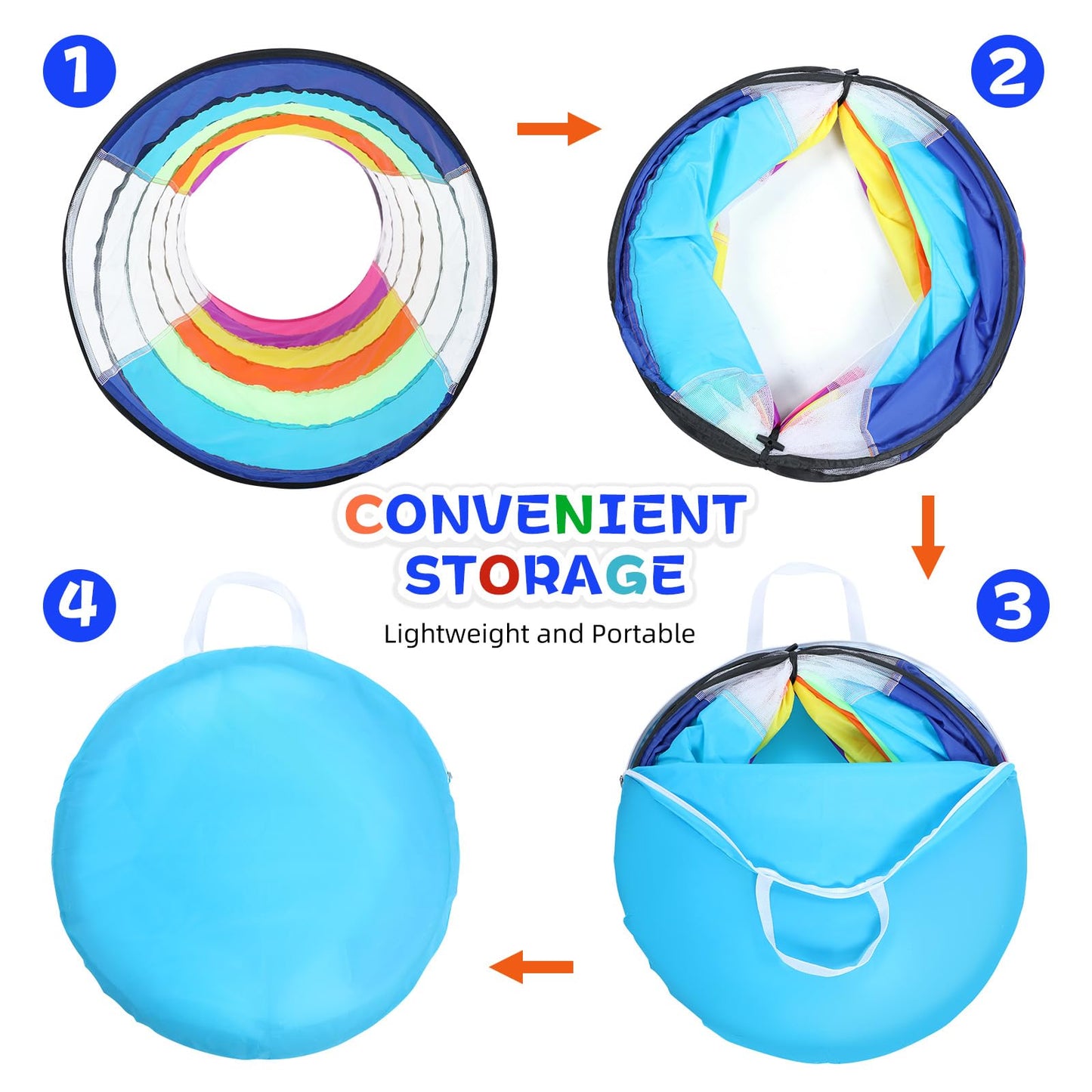 SweHouse Colorful Baby Play Tunnel with 2 Mesh Sides – Indoor/Outdoor Crawl Tent