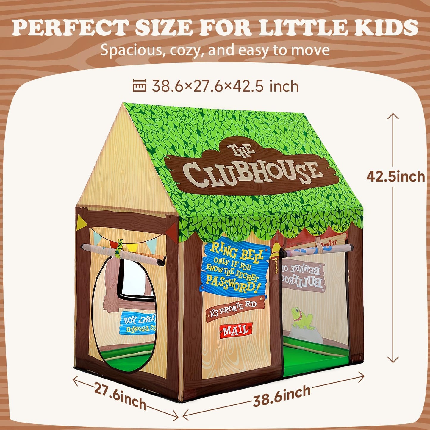 SweHouse Kids Play Tent Indoor Clubhouse with Roll-Up Door & Windows