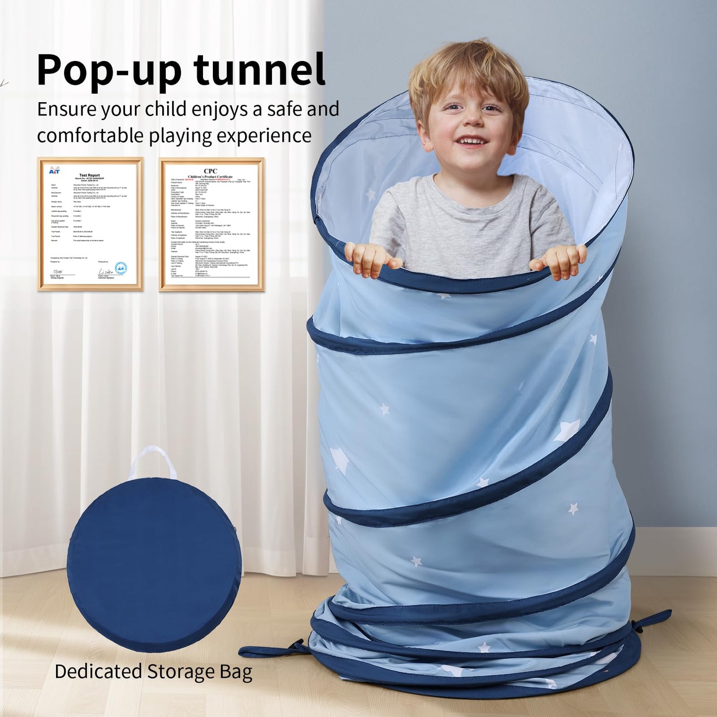 SweHouse Peachskin Fabric Tunnel for Toddlers – 69 x 18 in Indoor Outdoor Crawl Toy
