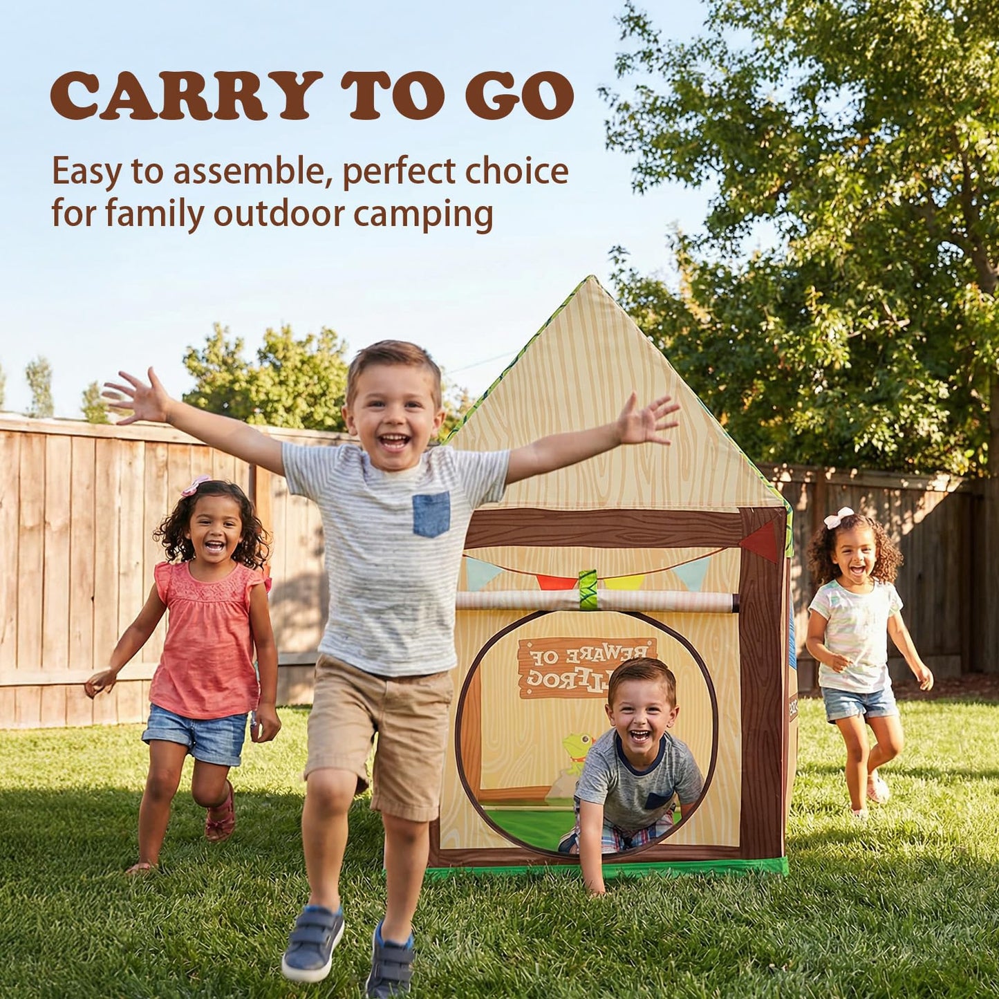 SweHouse Kids Play Tent Indoor Clubhouse with Roll-Up Door & Windows