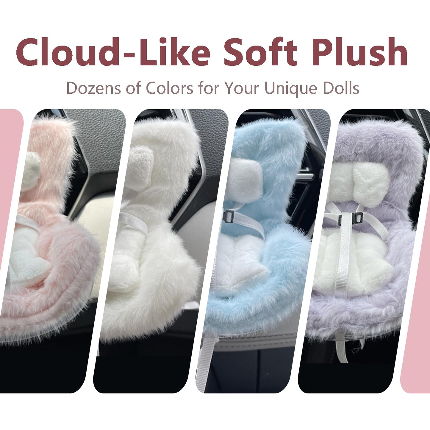 SwiftServ Doll Car Seat for 3–8 Inch Figures | Air Vent Clip & Desktop Stand | Pink