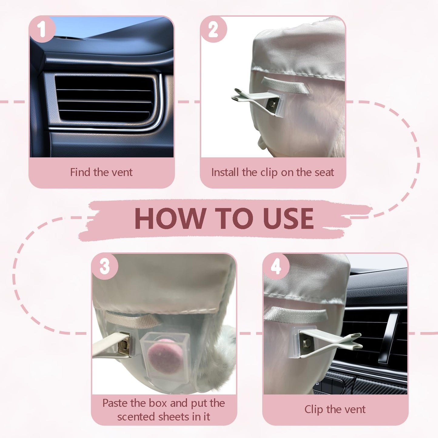 SwiftServ Doll Car Seat for 3–8 Inch Figures | Air Vent Clip & Desktop Stand | Pink