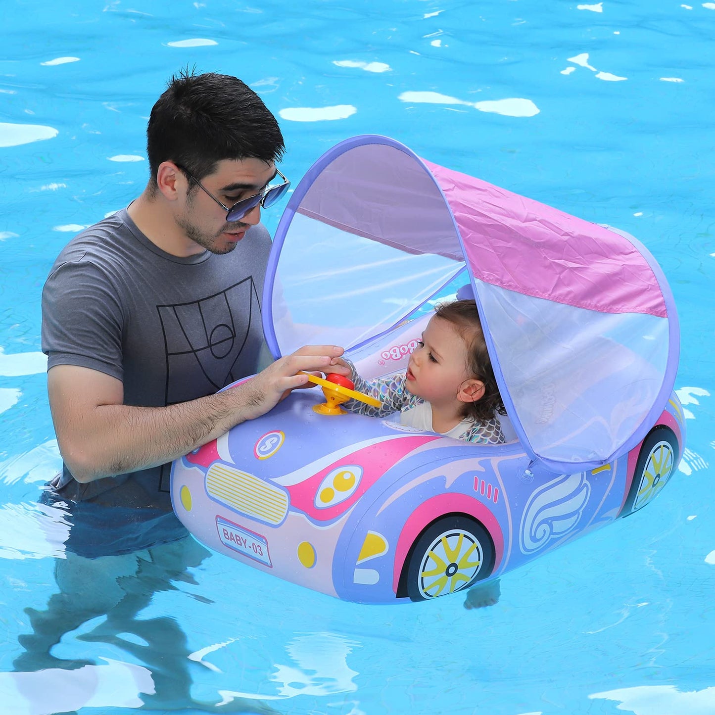 Swimbobo Toddler Car Float with Adjustable Sun Canopy | 3+ Years
