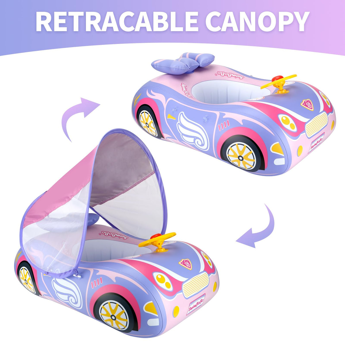 Swimbobo Toddler Car Float with Adjustable Sun Canopy | 3+ Years