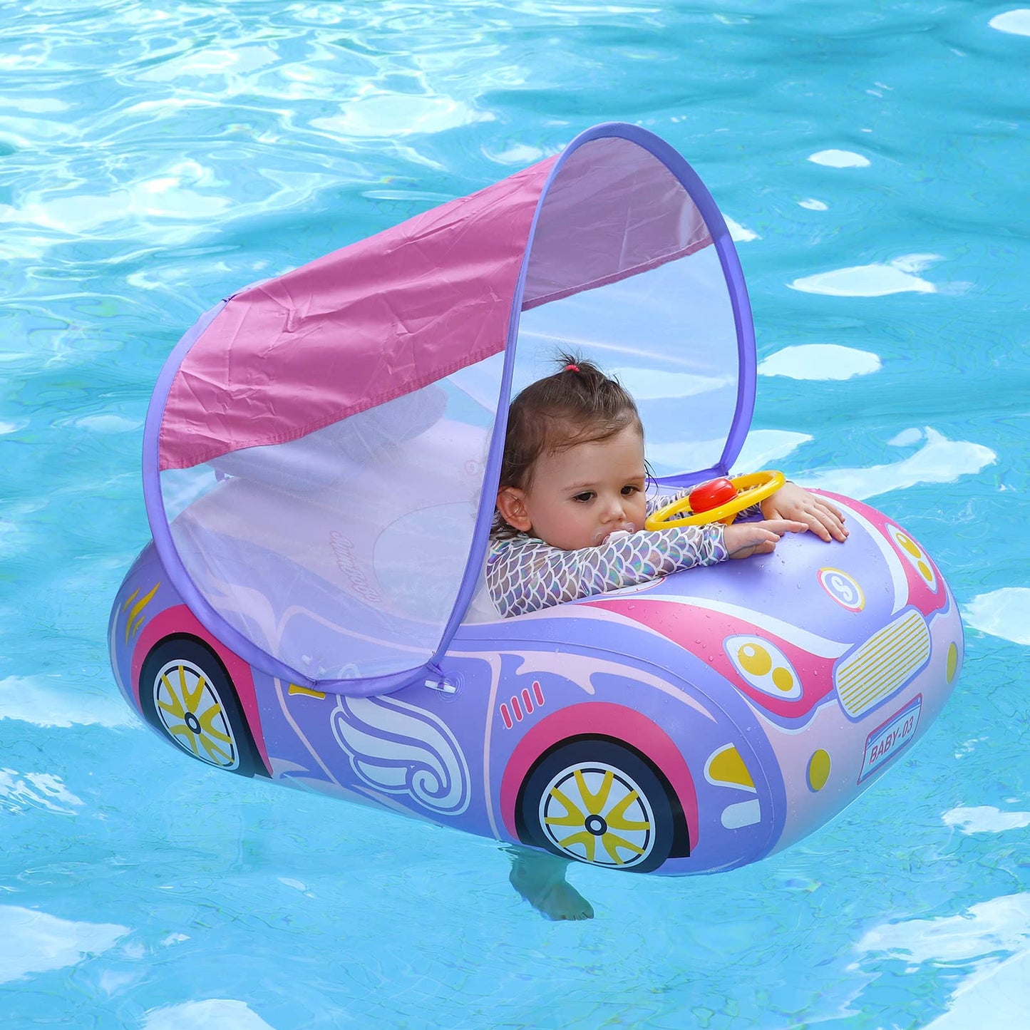 Swimbobo Toddler Car Float with Adjustable Sun Canopy | 3+ Years