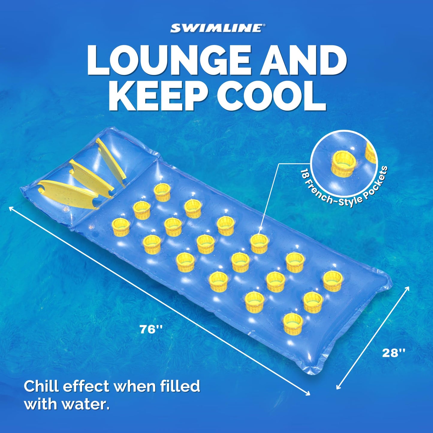 Swimline 9035 Inflatable Pool Mattress with 18 Air Pockets - Blue