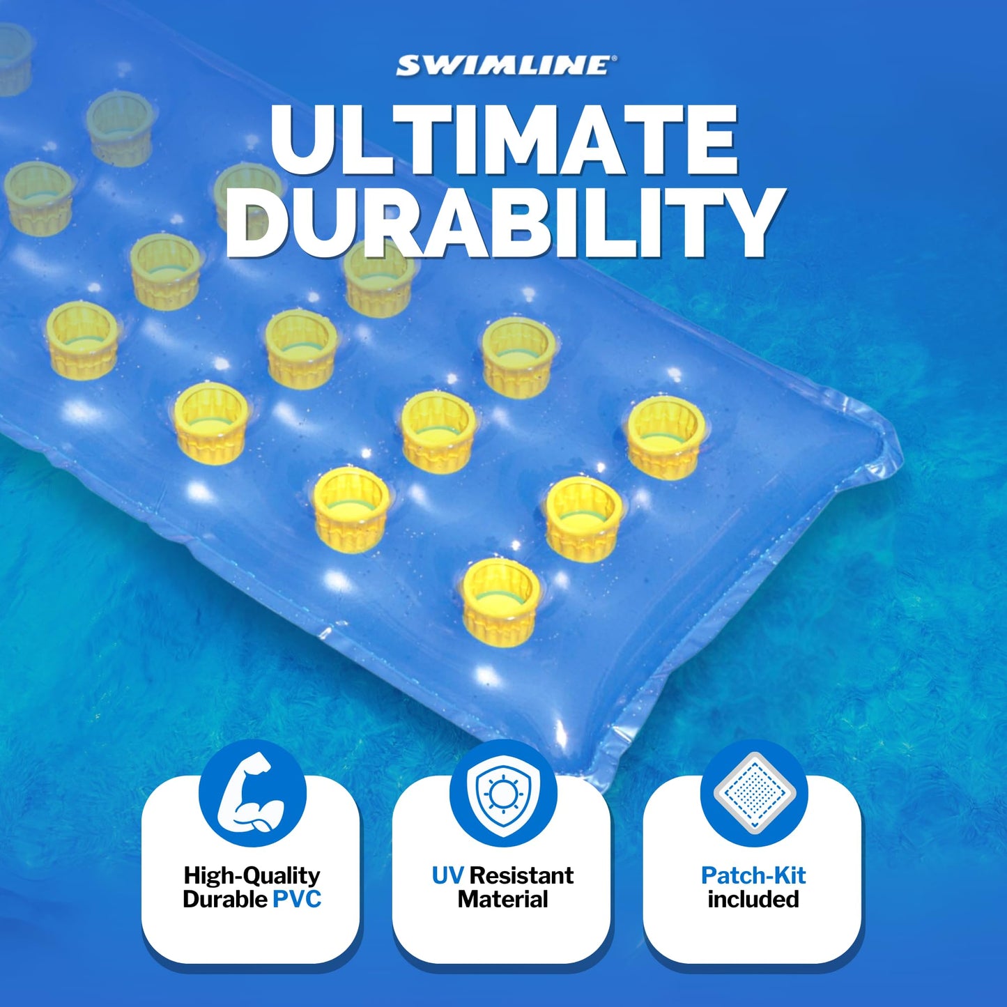 Swimline 9035 Inflatable Pool Mattress with 18 Air Pockets - Blue