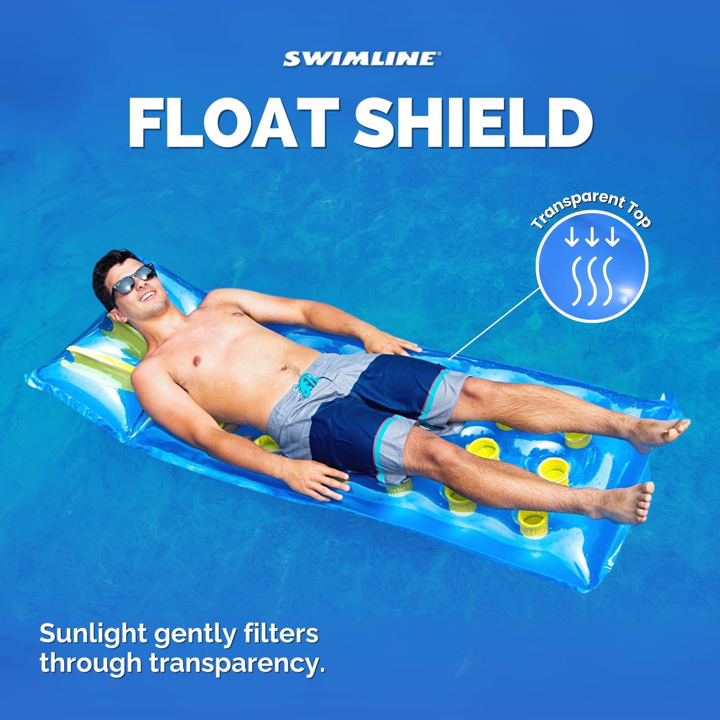 Swimline 9035 Inflatable Pool Mattress with 18 Air Pockets - Blue