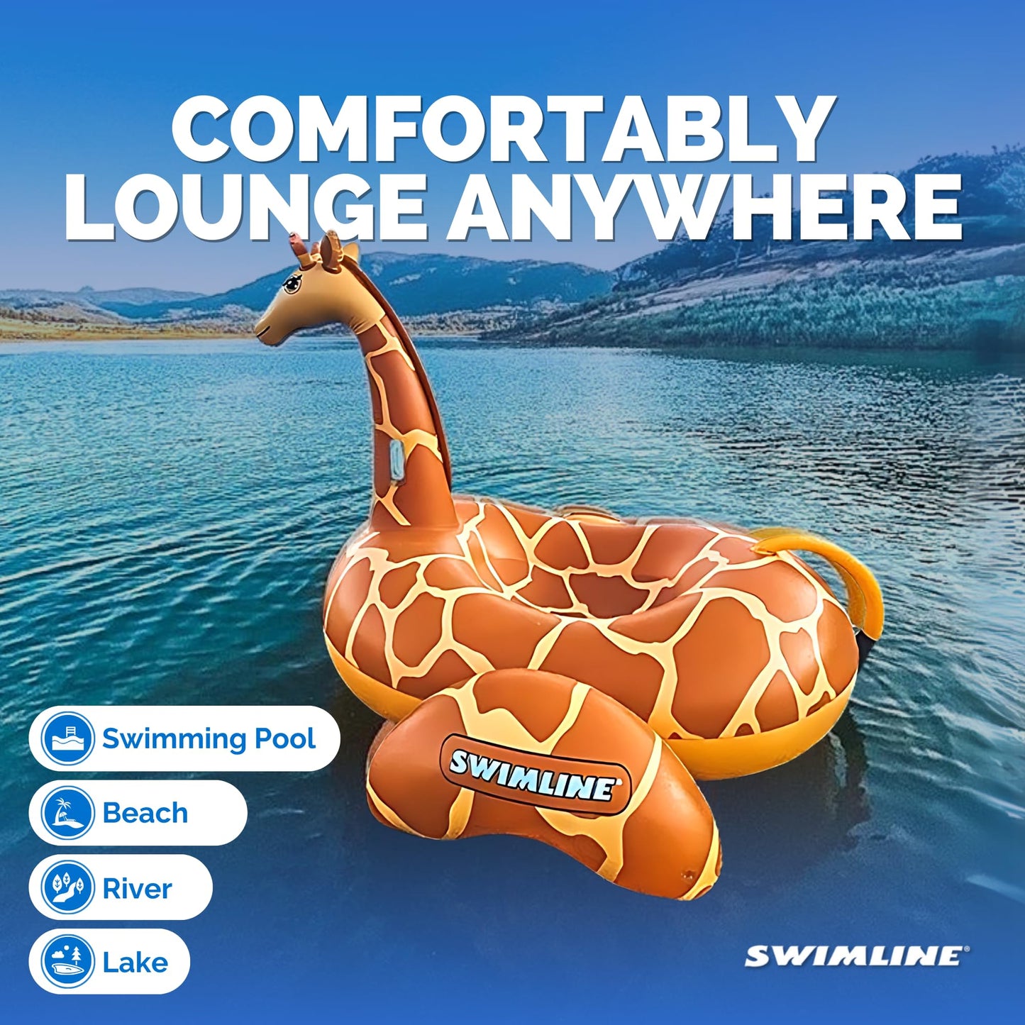 Swimline Original 90710 Giant Giraffe Pool Float – Ride-On Lounge