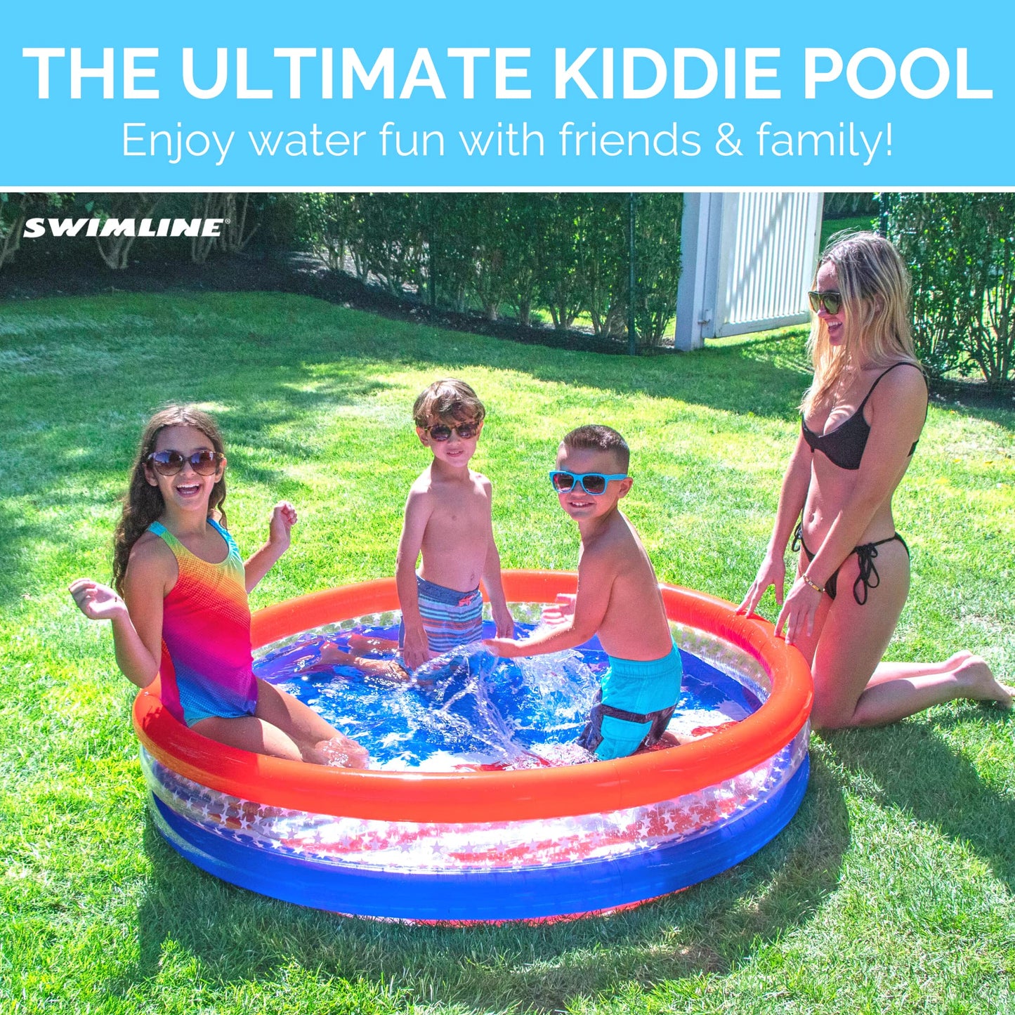 Swimline Americana 3-Ring Kiddie Pool 60'' | Backyard Water Fun for Kids