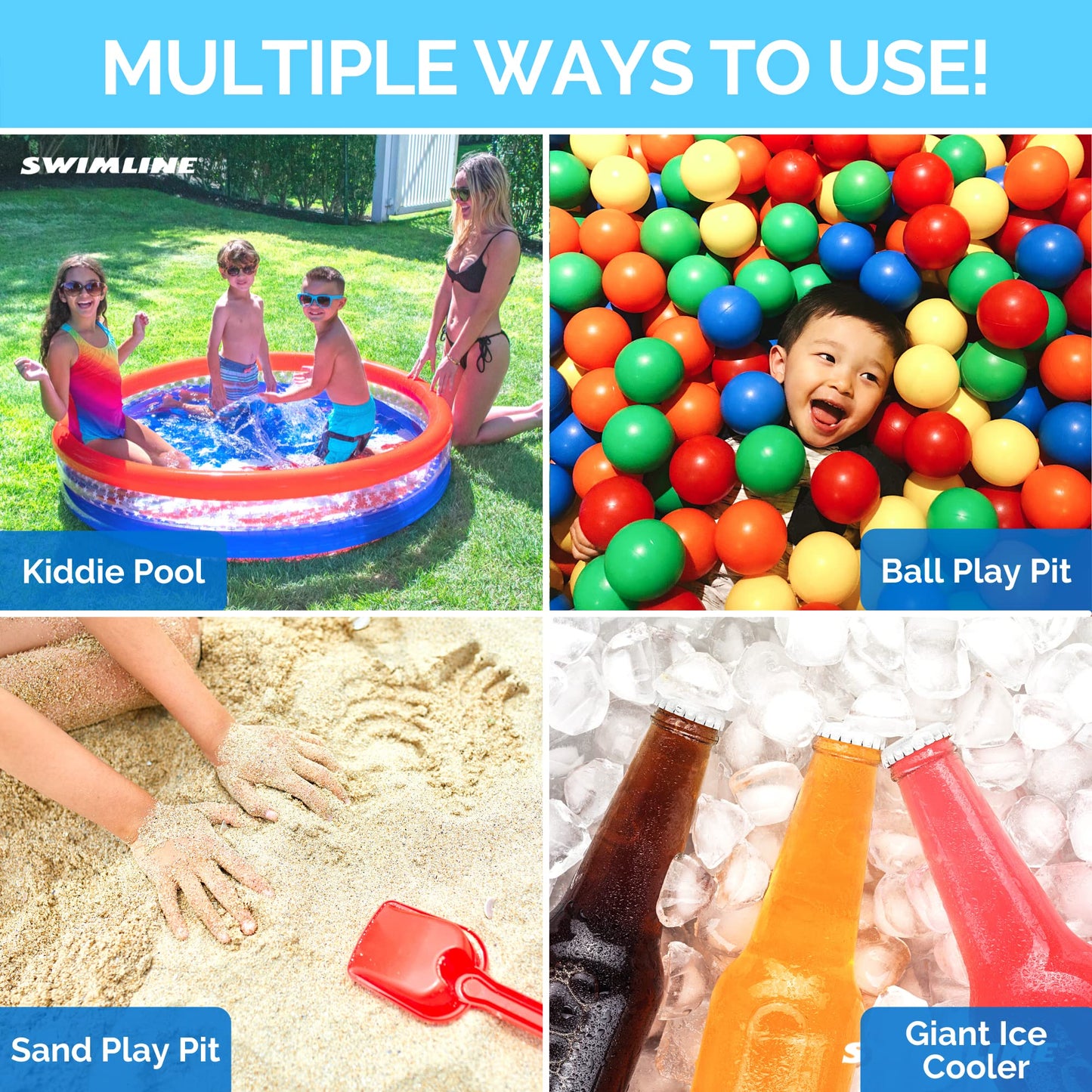 Swimline Americana 3-Ring Kiddie Pool 60'' | Backyard Water Fun for Kids