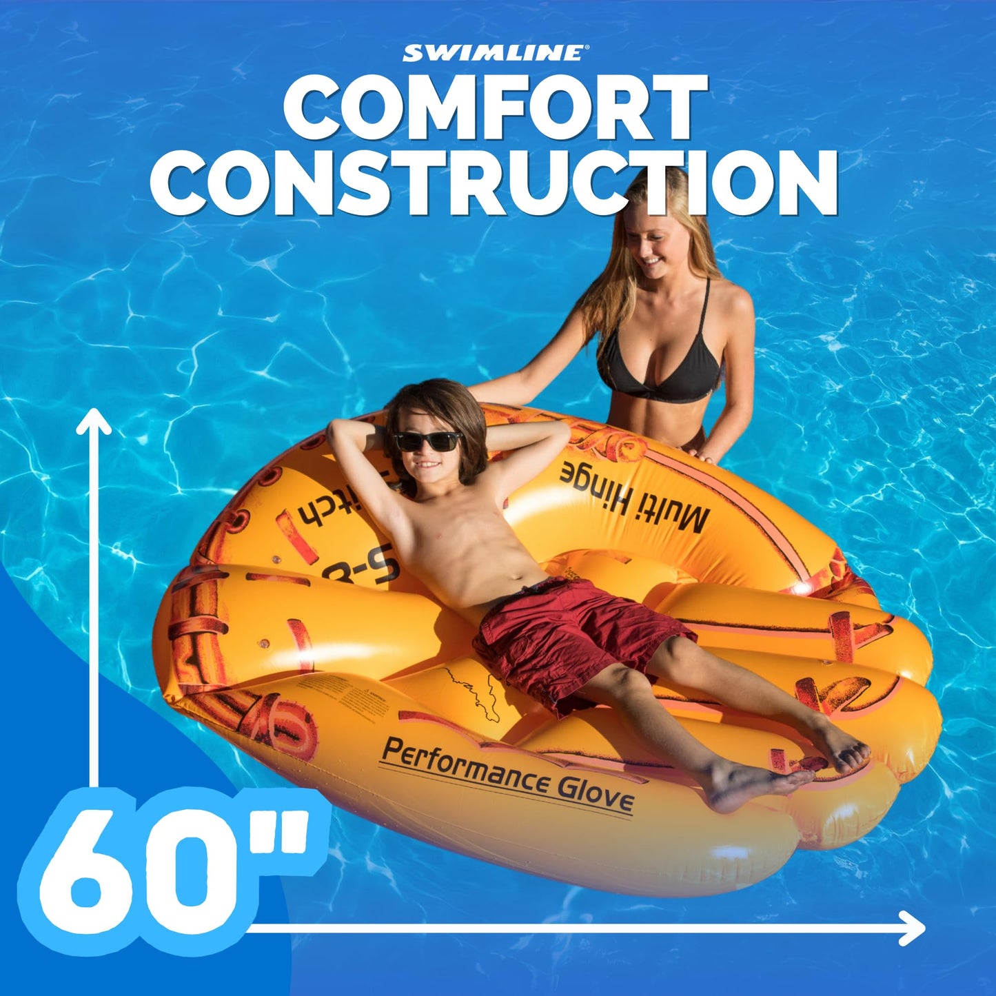 Swimline Giant Inflatable Baseball Glove Pool Float – 62in, Brown