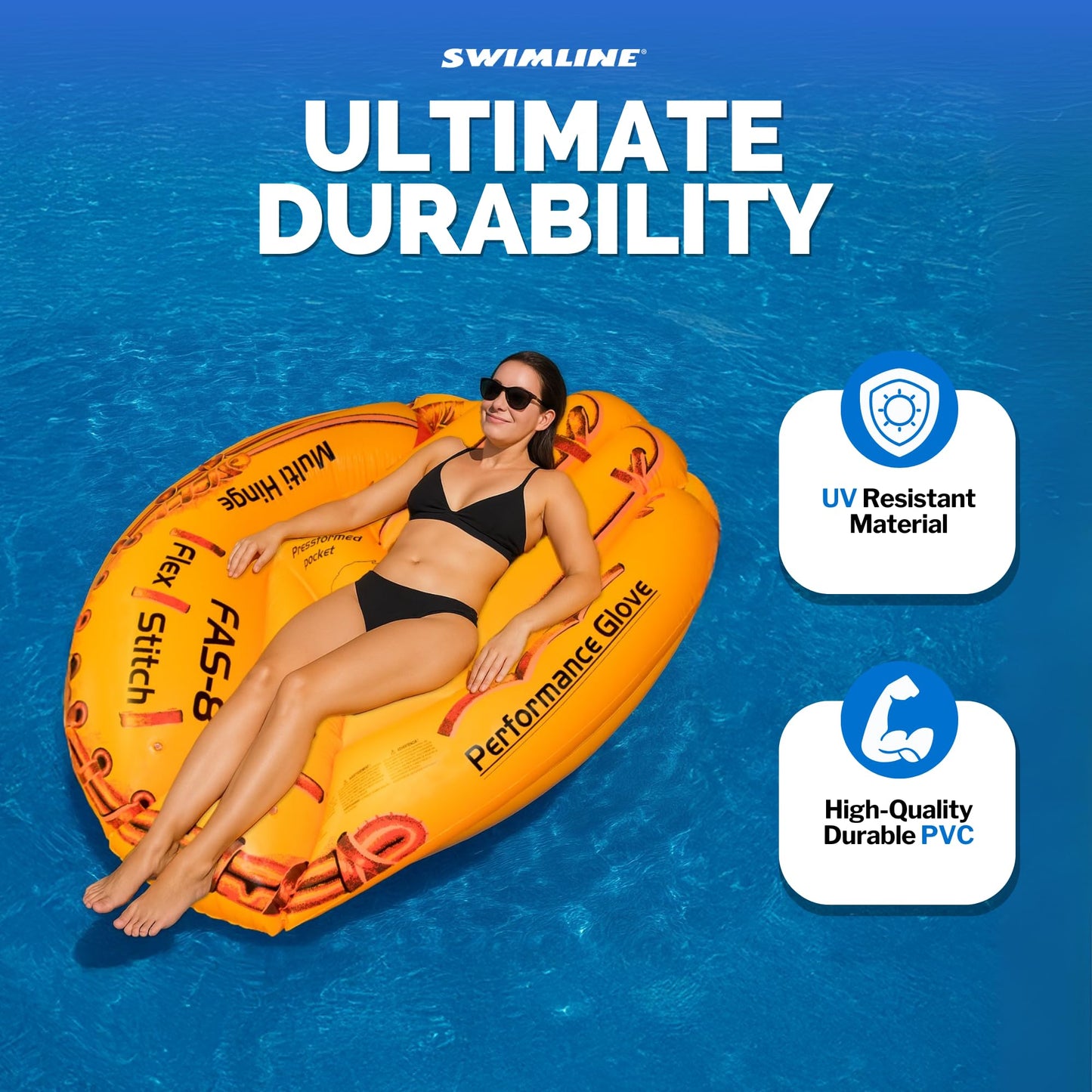 Swimline Giant Inflatable Baseball Glove Pool Float – 62in, Brown