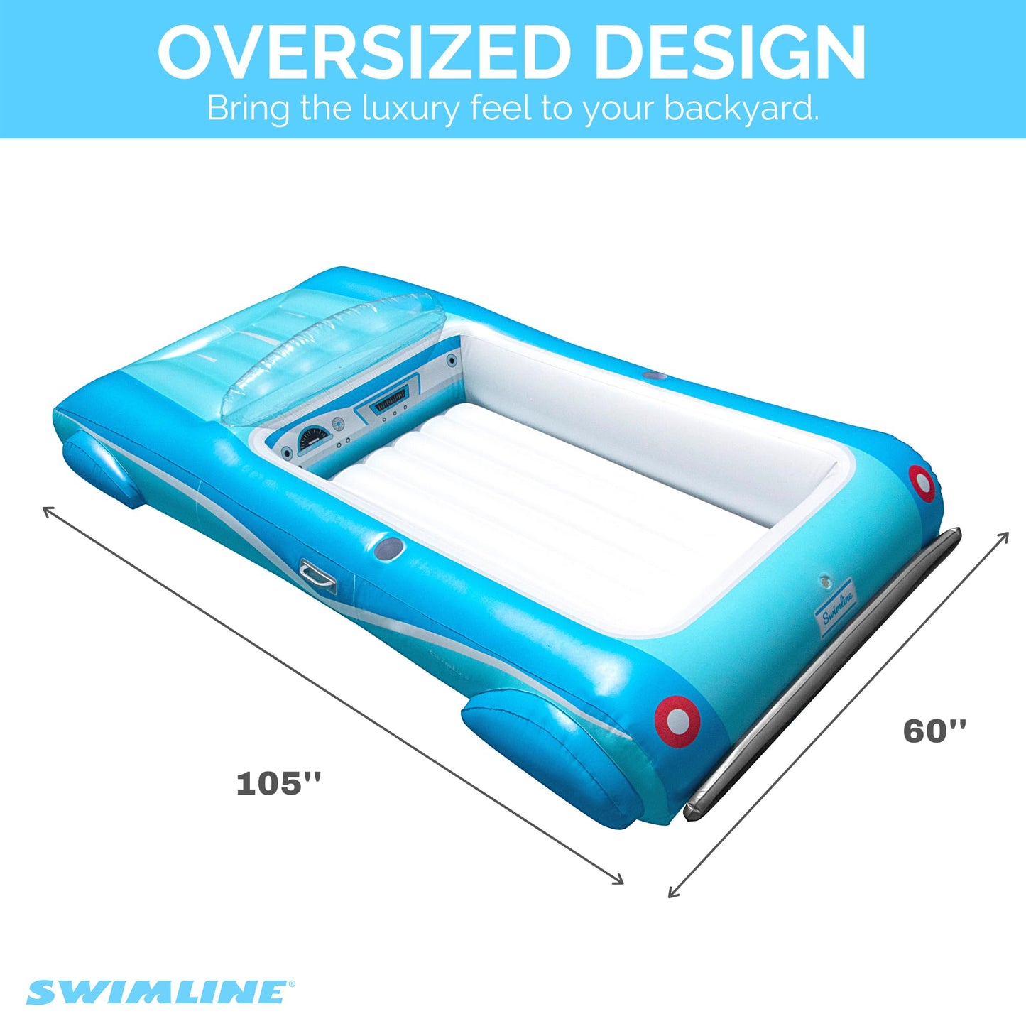 Swimline Classic Convertible Pool Float Lounger – 3-Passenger, Blue