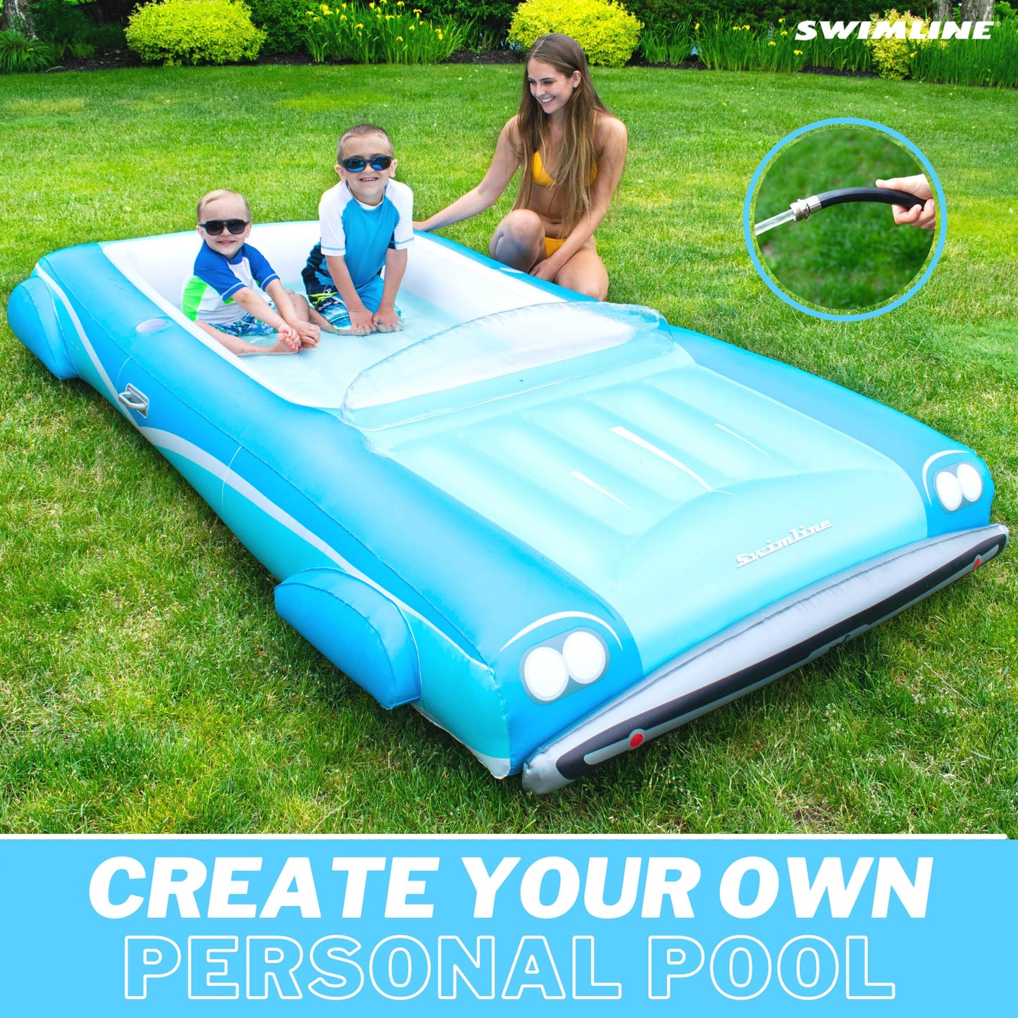 Swimline Classic Convertible Pool Float Lounger – 3-Passenger, Blue