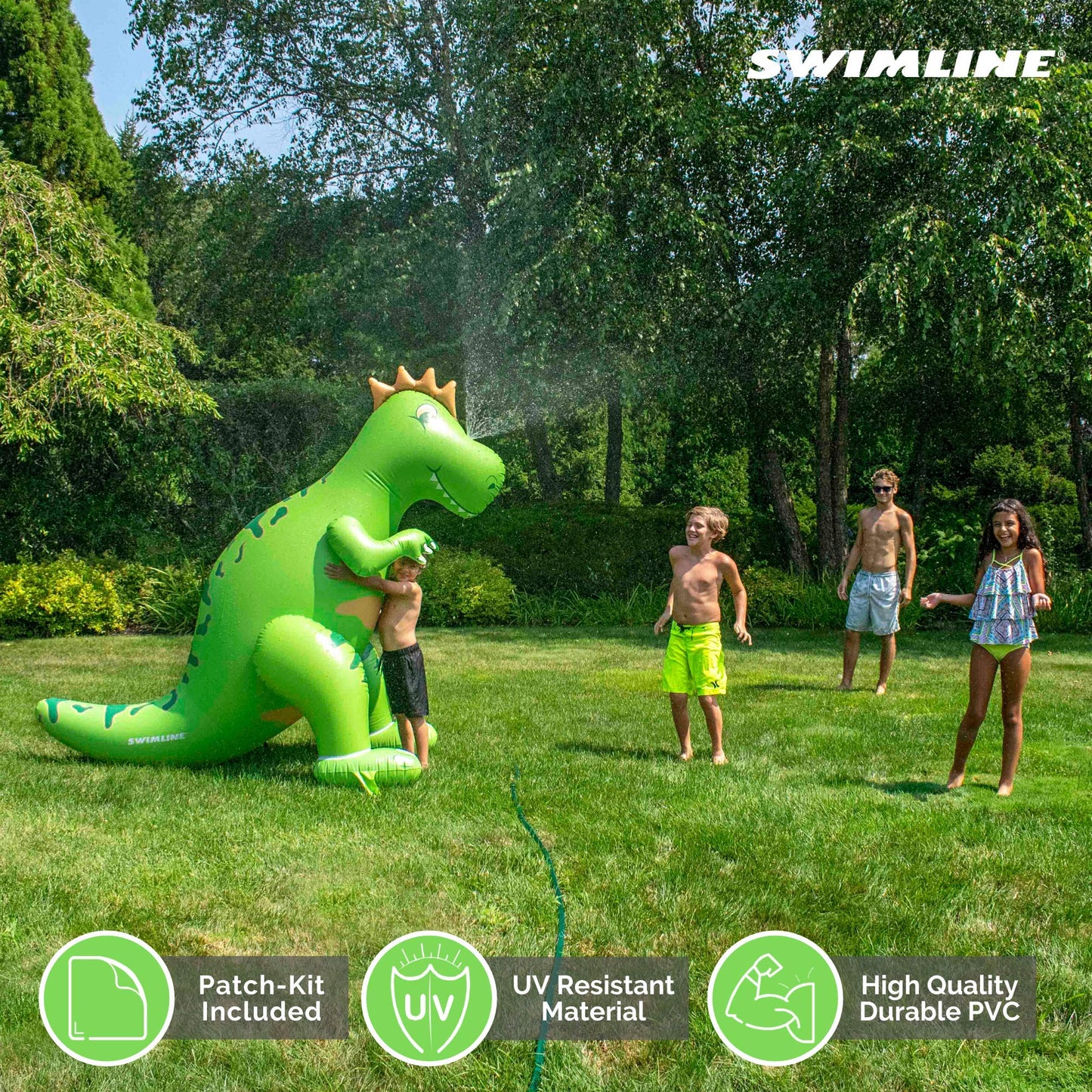 Swimline Humongous Backyard Dinosaur Sprinkler — 7 Ft Tall, Quick Setup, Standard Hose