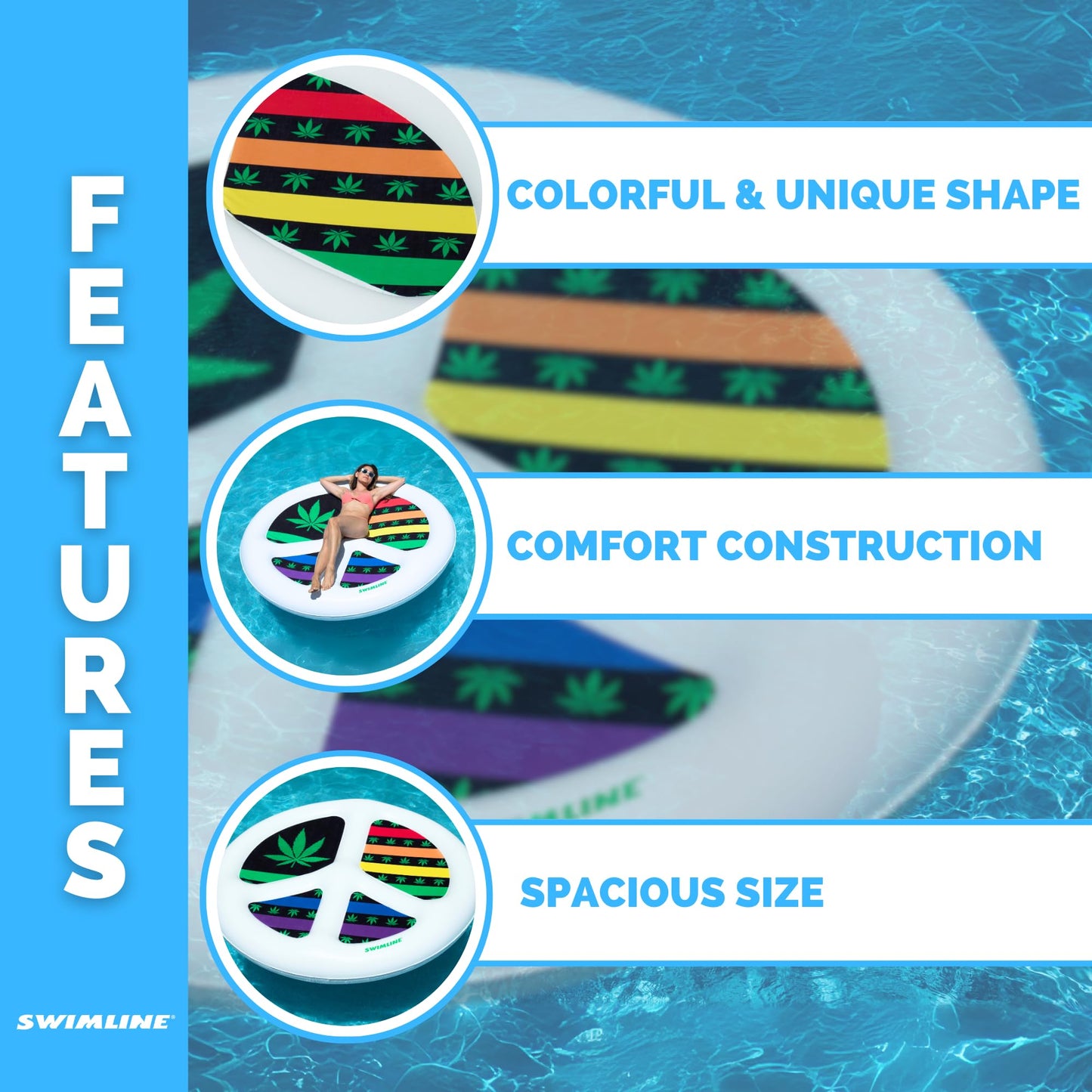SWIMLINE Original Peace & Love Island Pool Float – Durable Vinyl Lounger